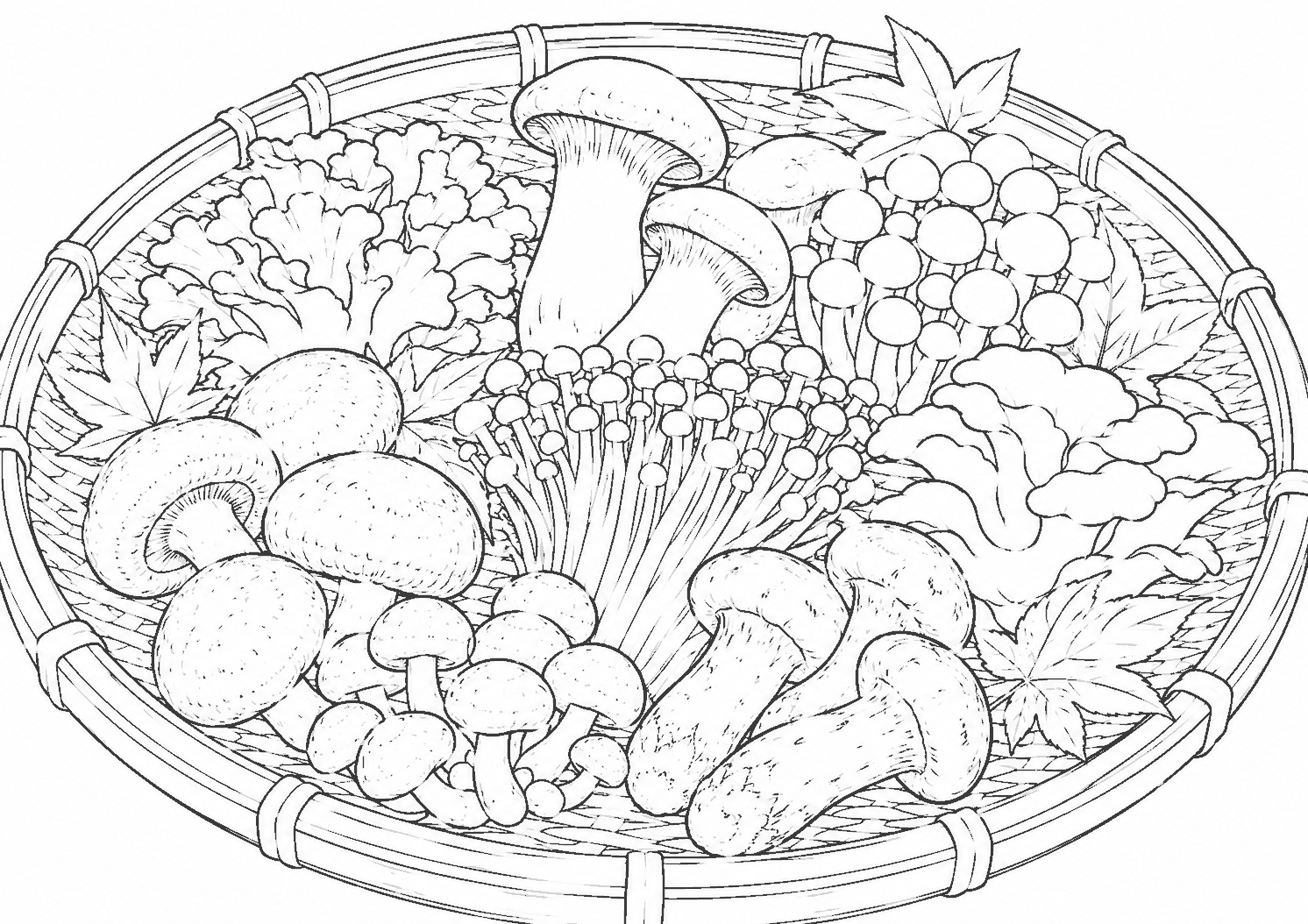 秋のキノコ 塗り絵