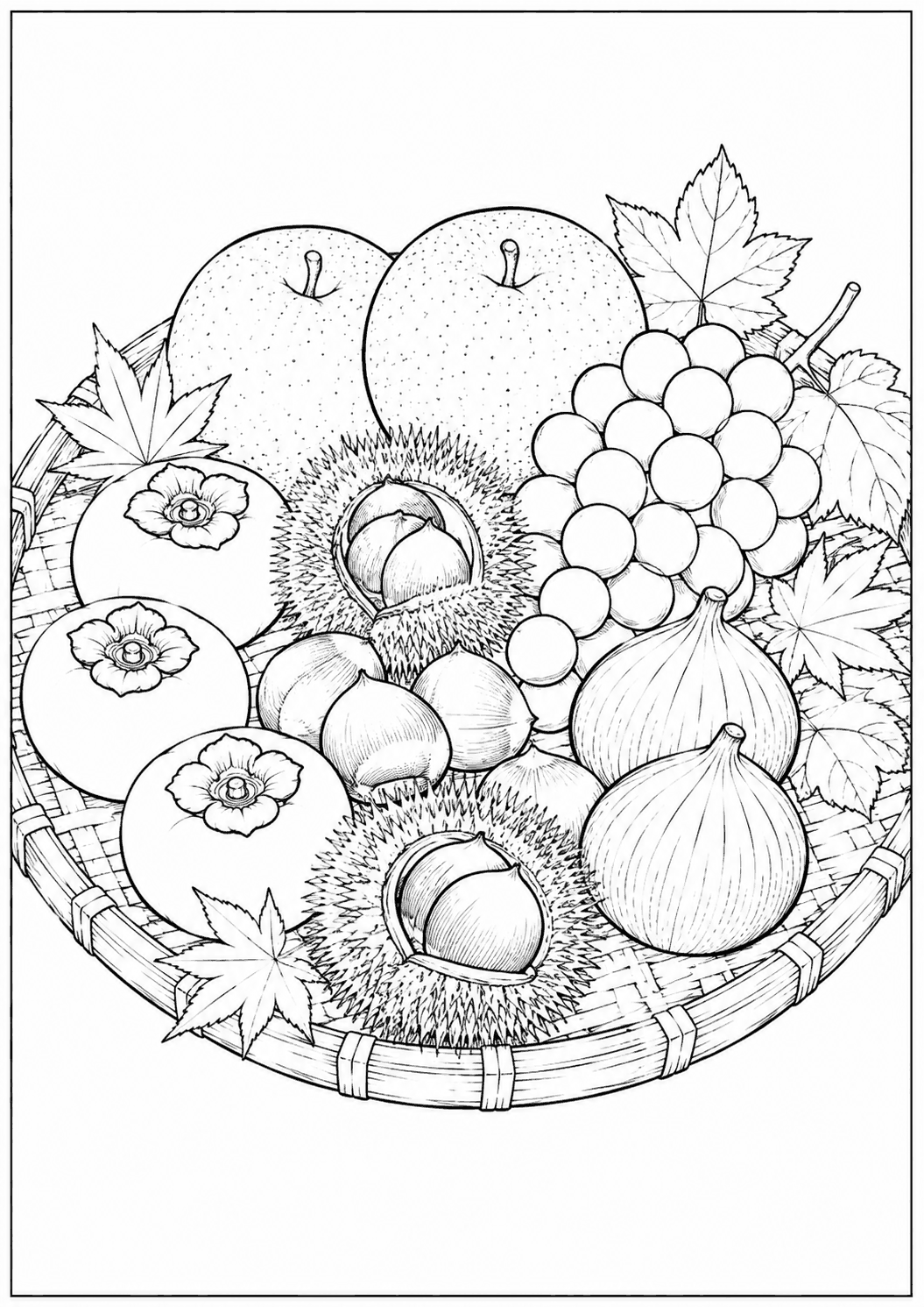 秋の果物 塗り絵