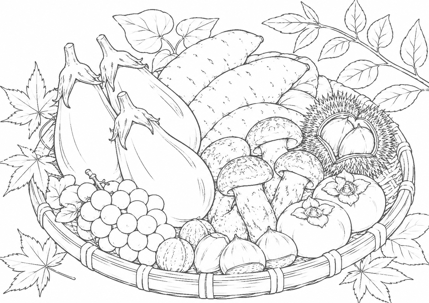 秋の味覚 塗り絵