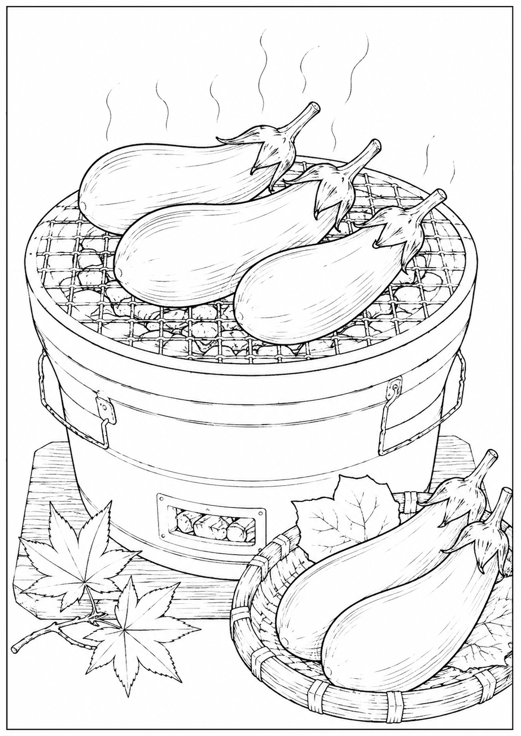 秋ナス 塗り絵
