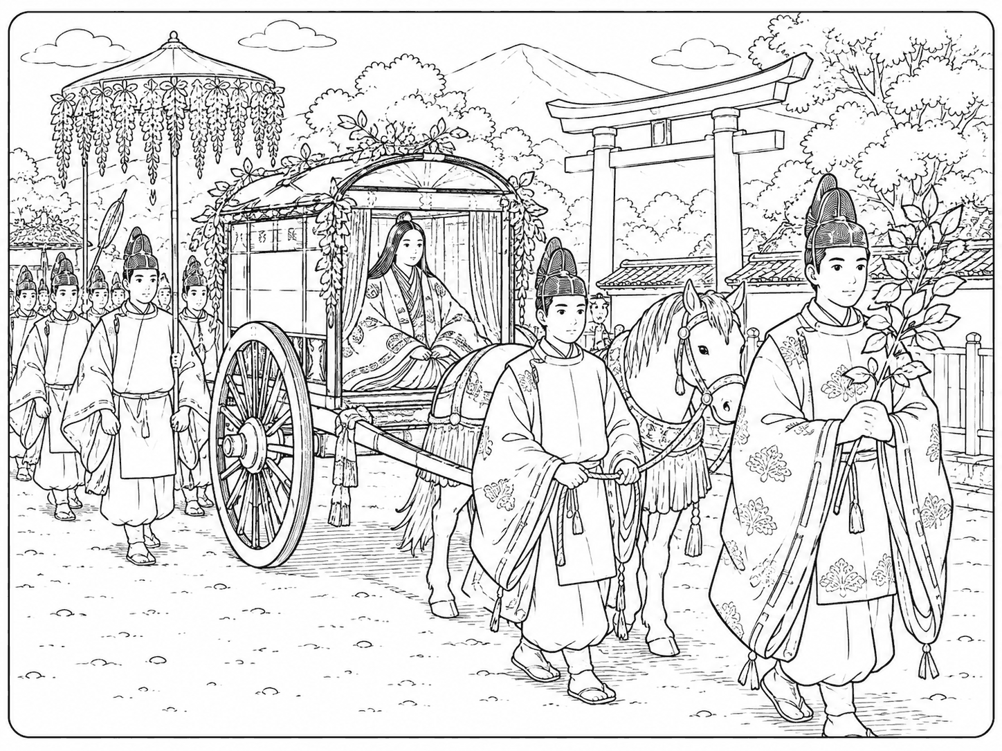 葵祭 塗り絵