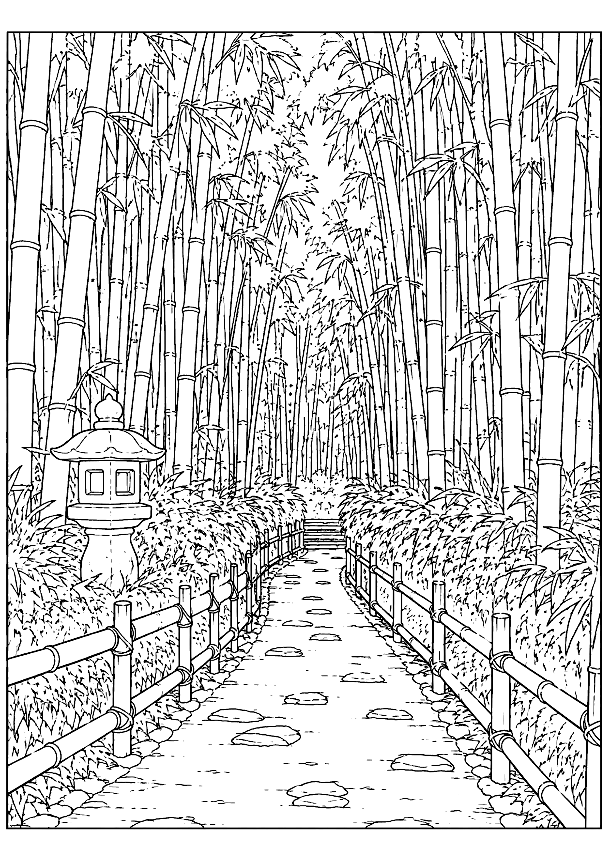 竹林の小径 塗り絵