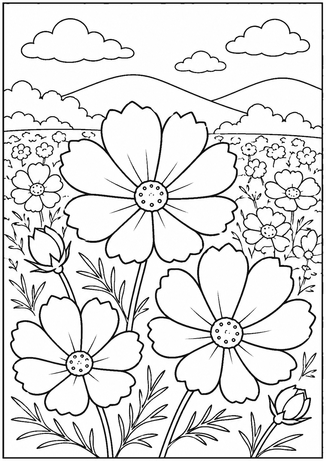 コスモス2 塗り絵