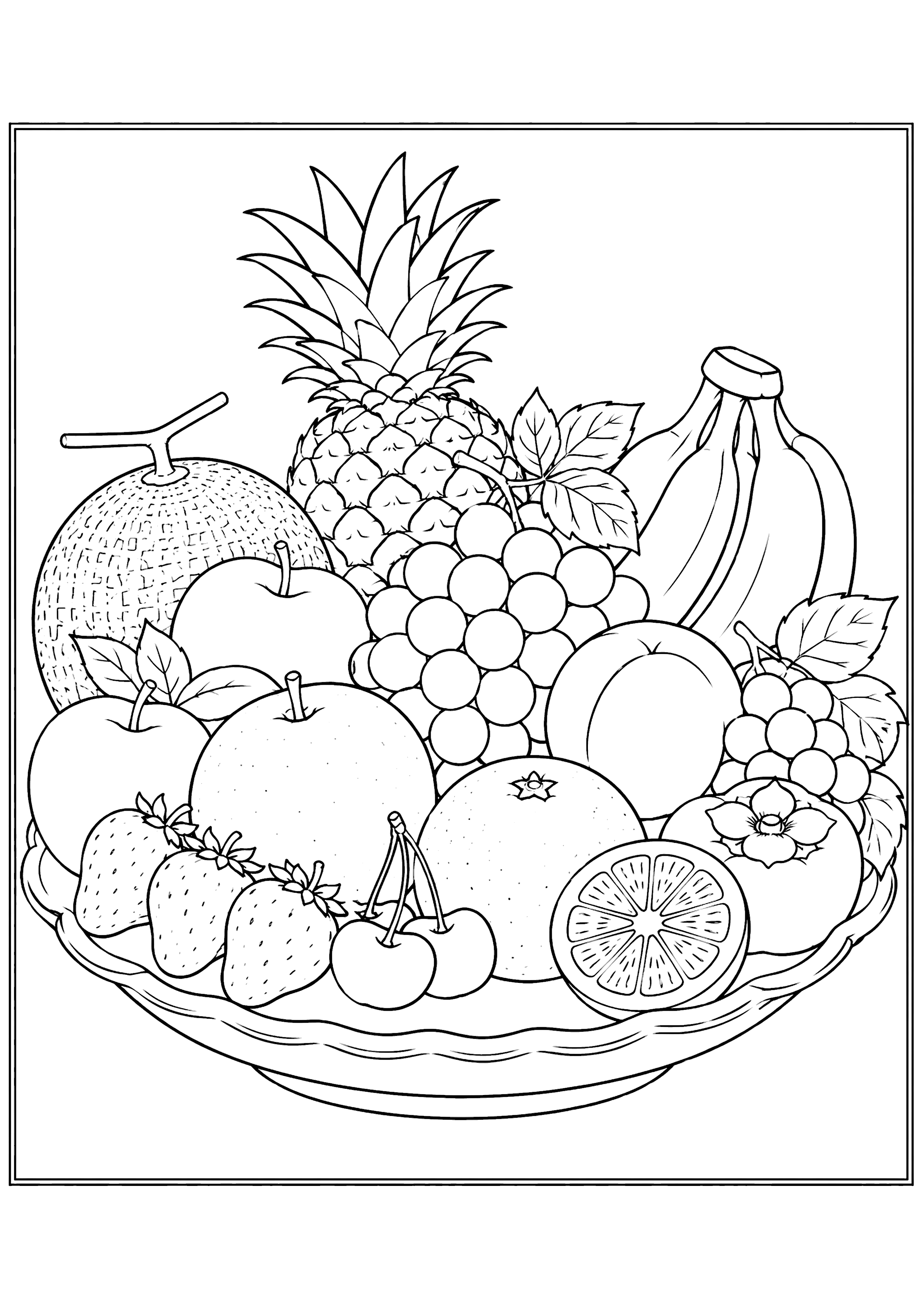 フルーツボウル 塗り絵