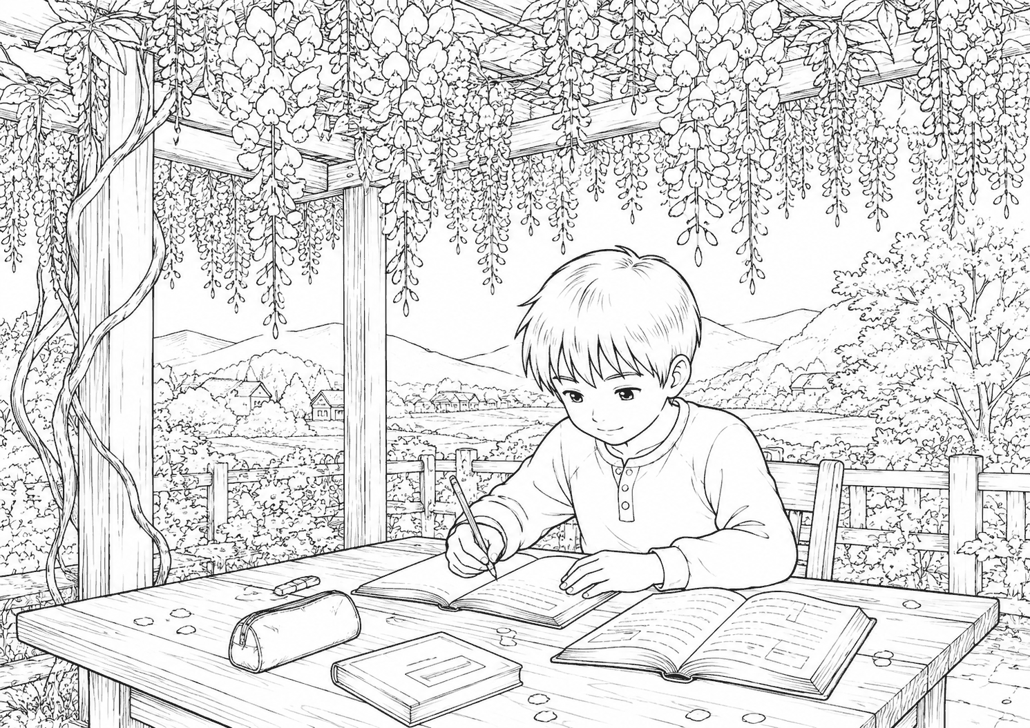 藤棚 塗り絵