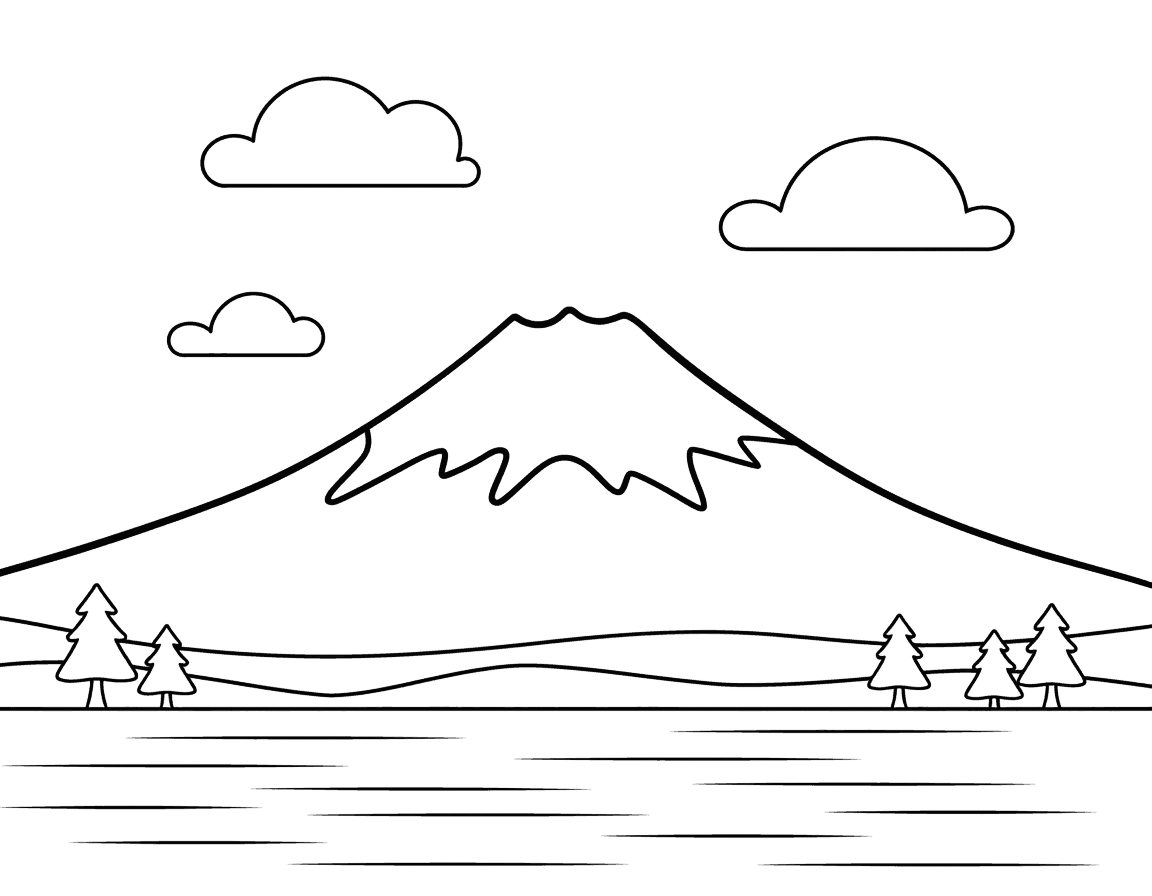 富士山 塗り絵