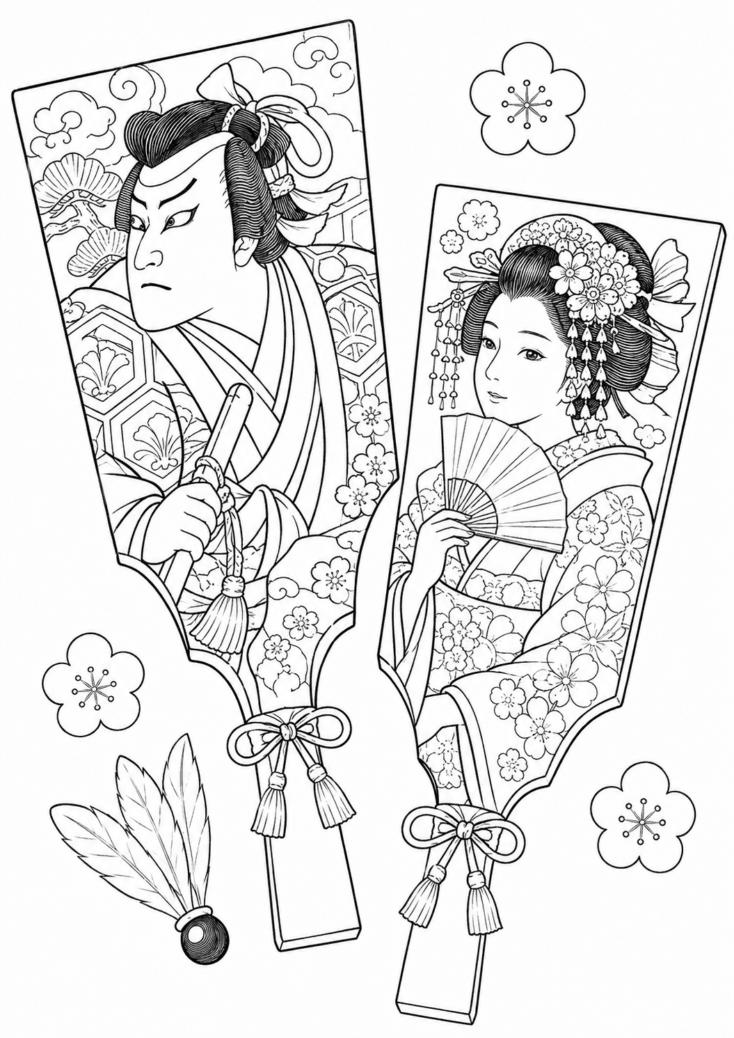 羽子板 塗り絵