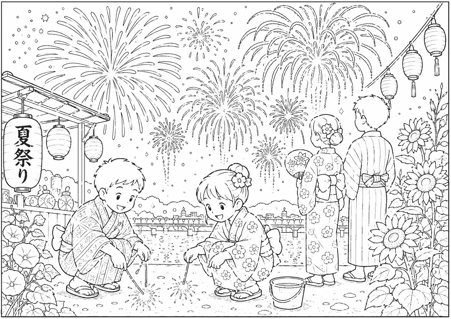 花火 塗り絵