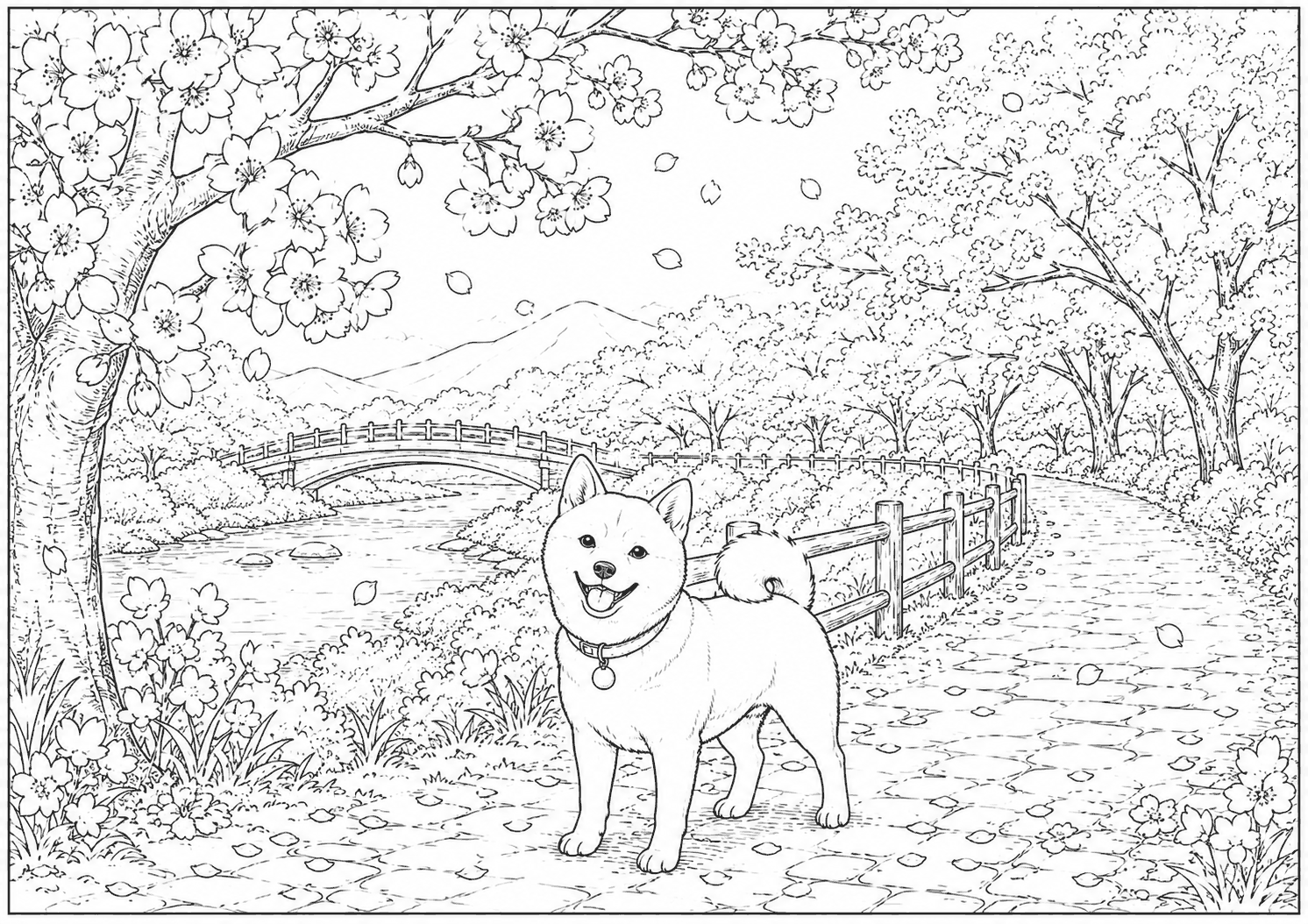 春の散歩 塗り絵