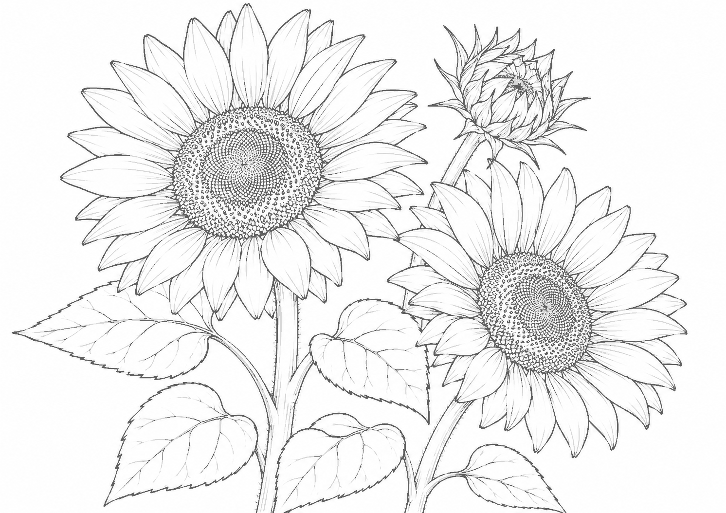 ひまわり 塗り絵