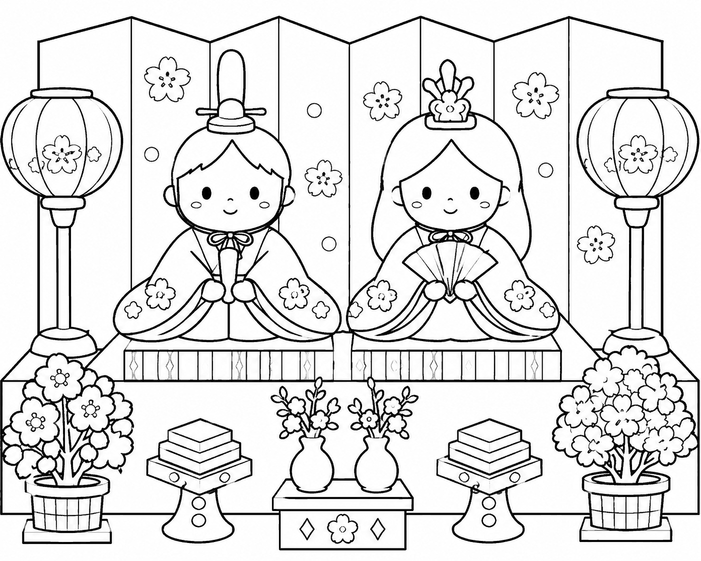 ひなまつり 塗り絵