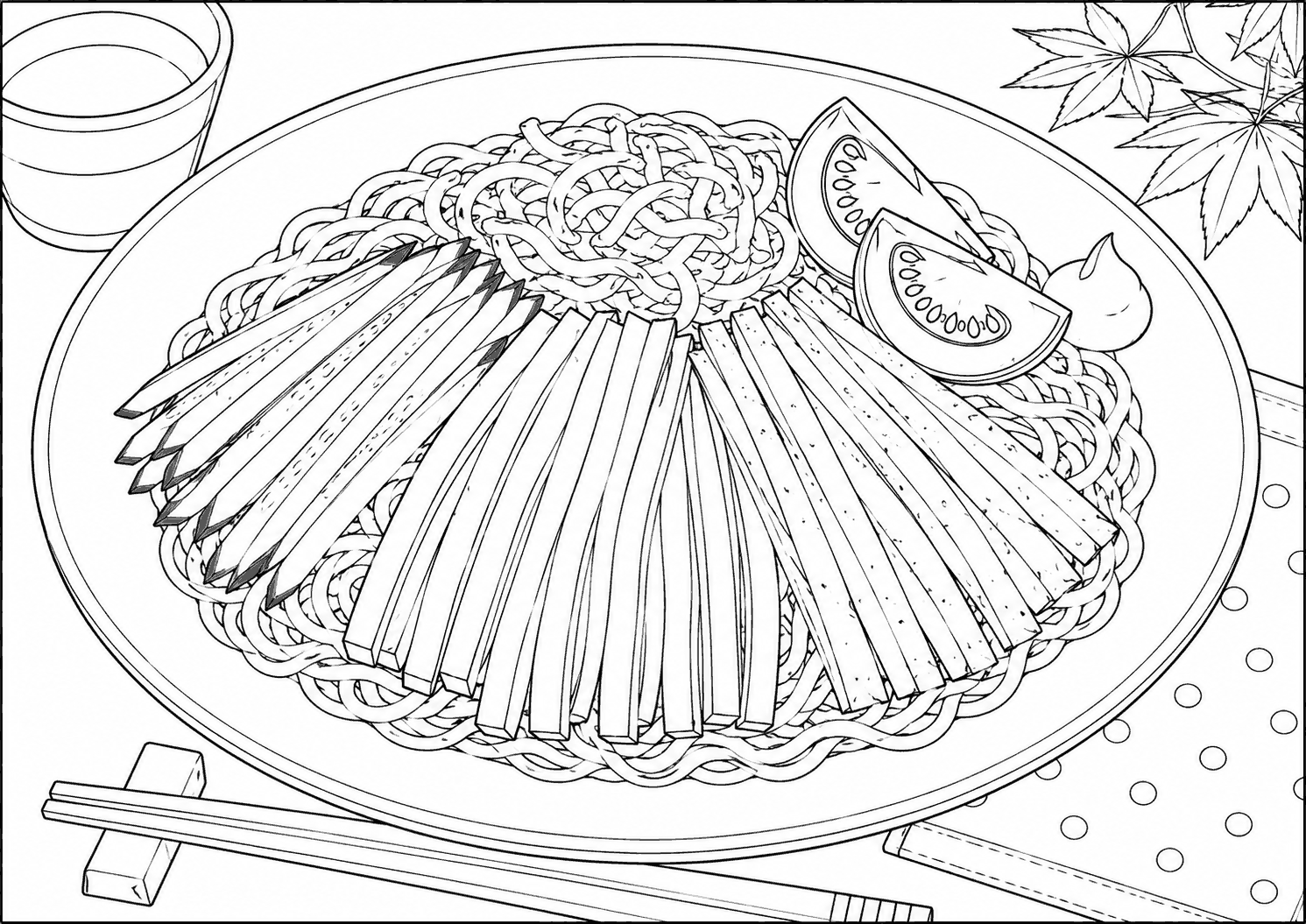 冷やし中華 塗り絵