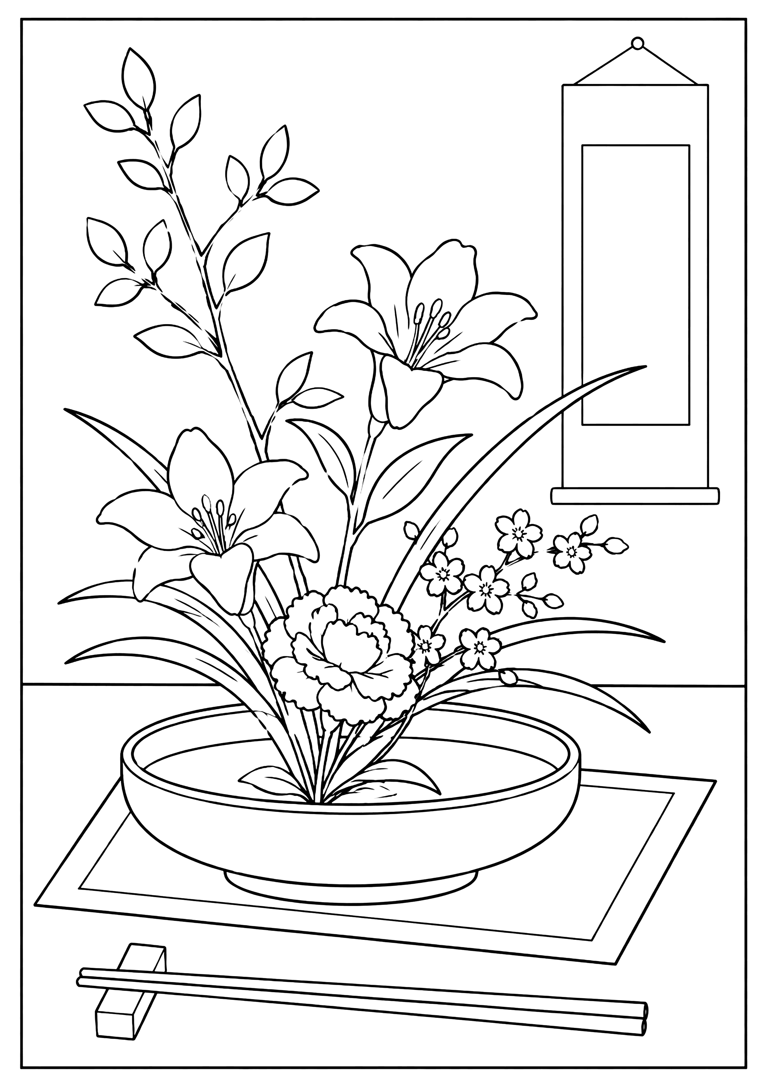 生け花 塗り絵