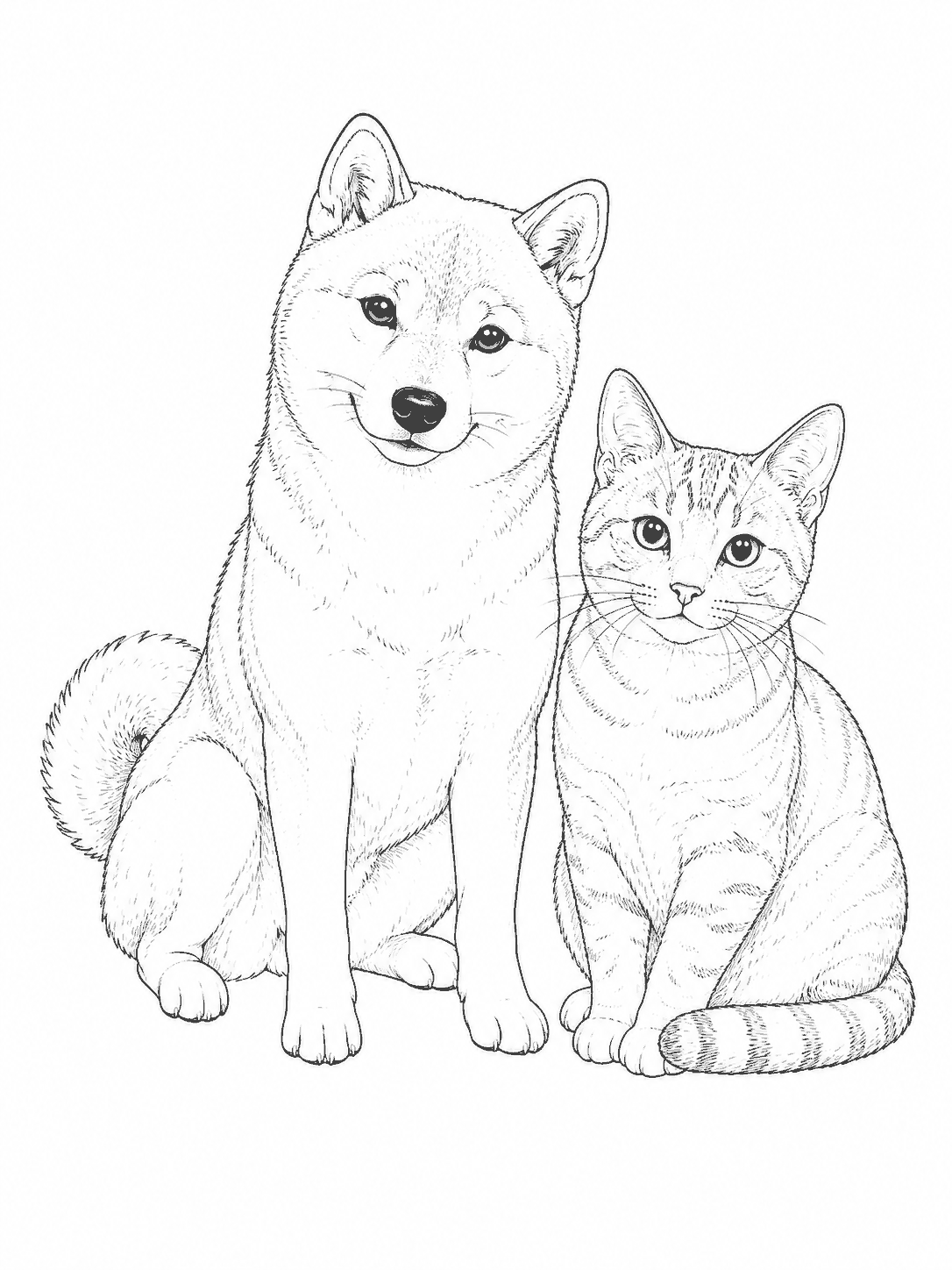 犬と猫 塗り絵