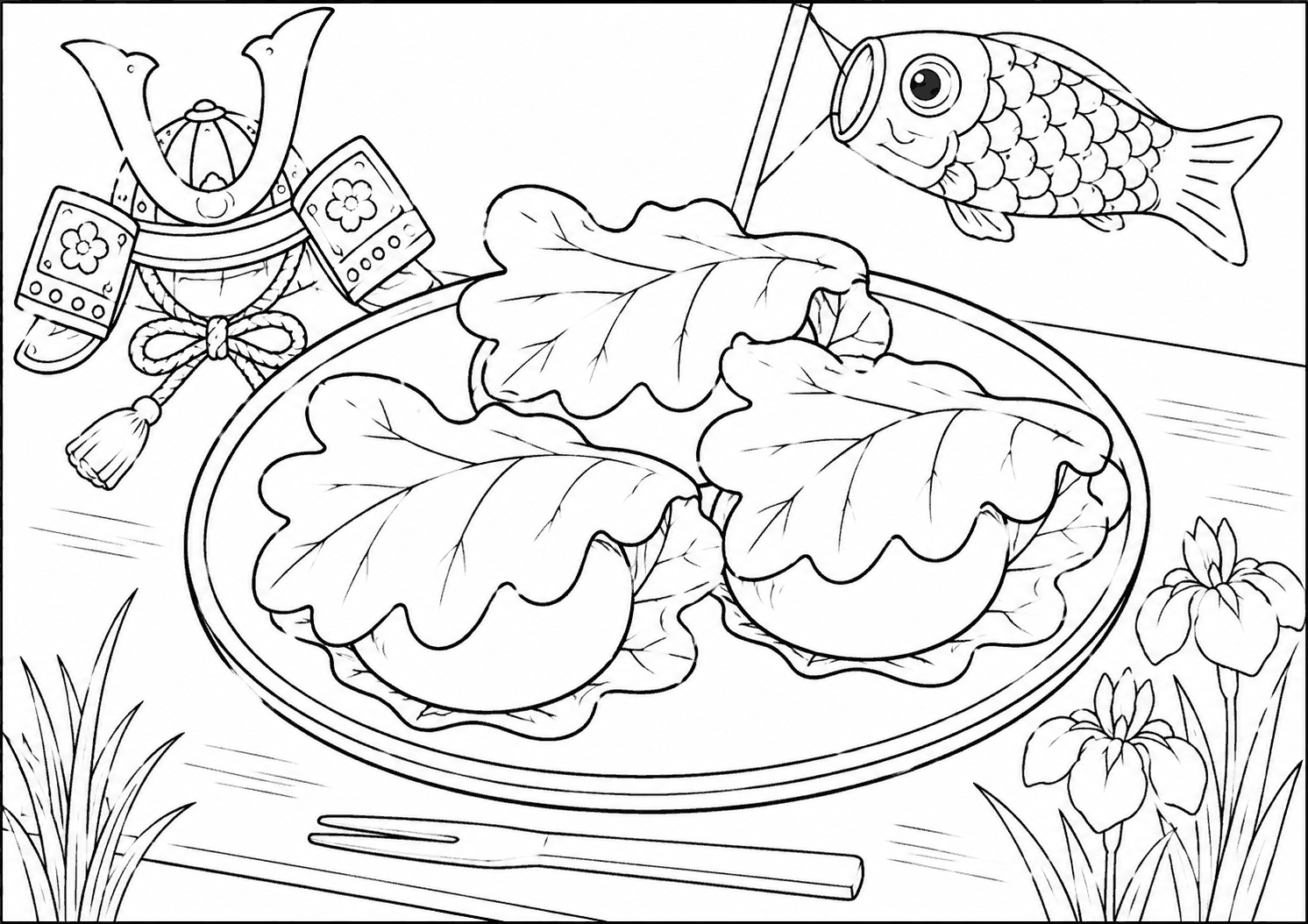 かしわもち 塗り絵