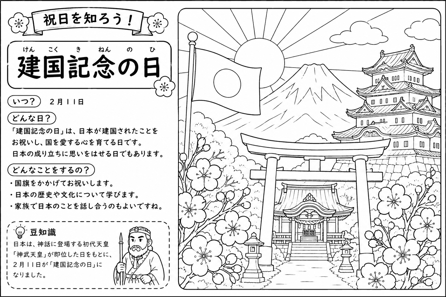 建国記念の日 塗り絵