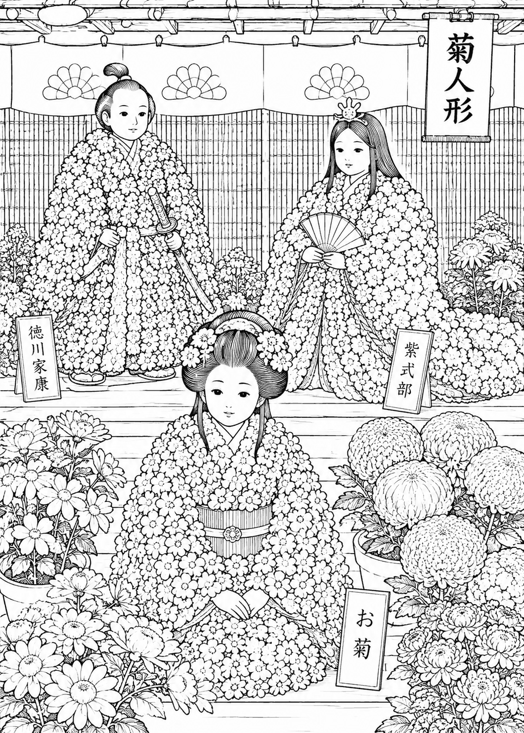 菊人形 塗り絵