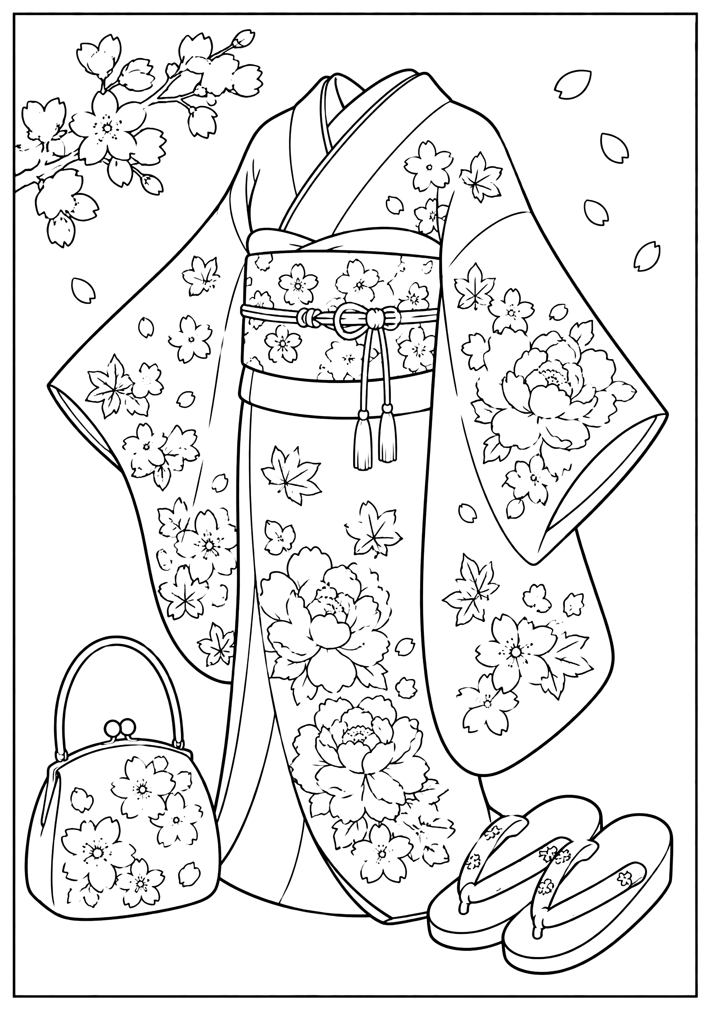 着物 塗り絵