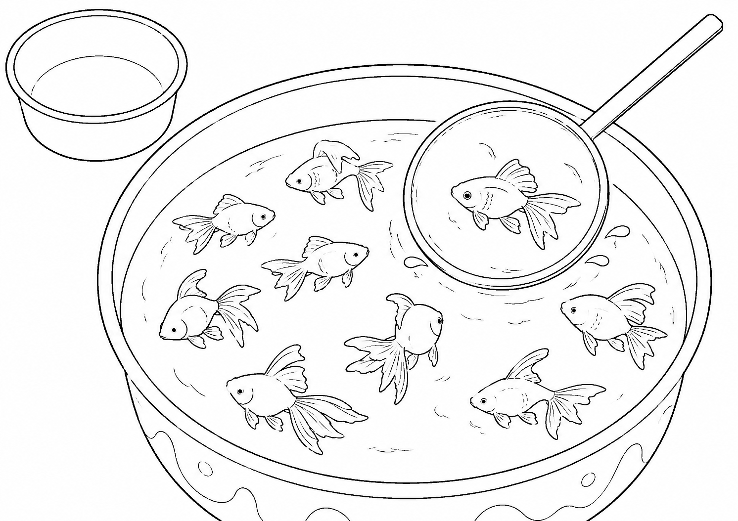 金魚すくい 塗り絵