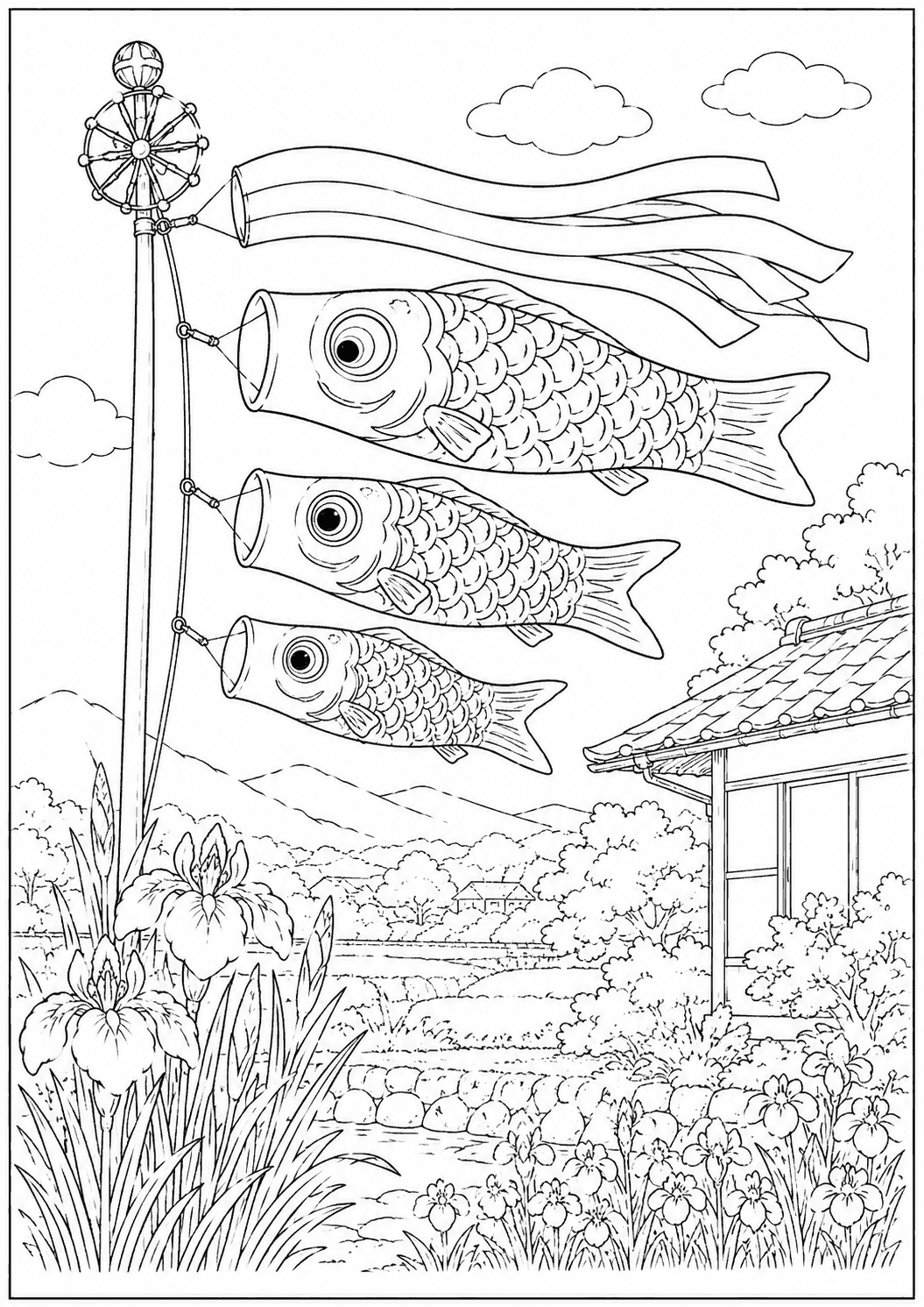 こいのぼり 塗り絵