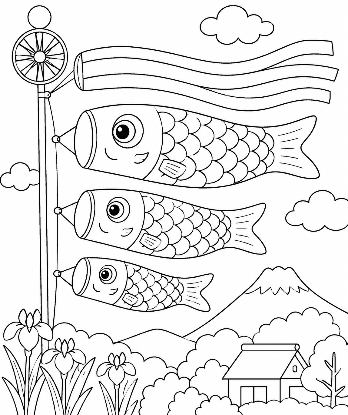こいのぼり 塗り絵