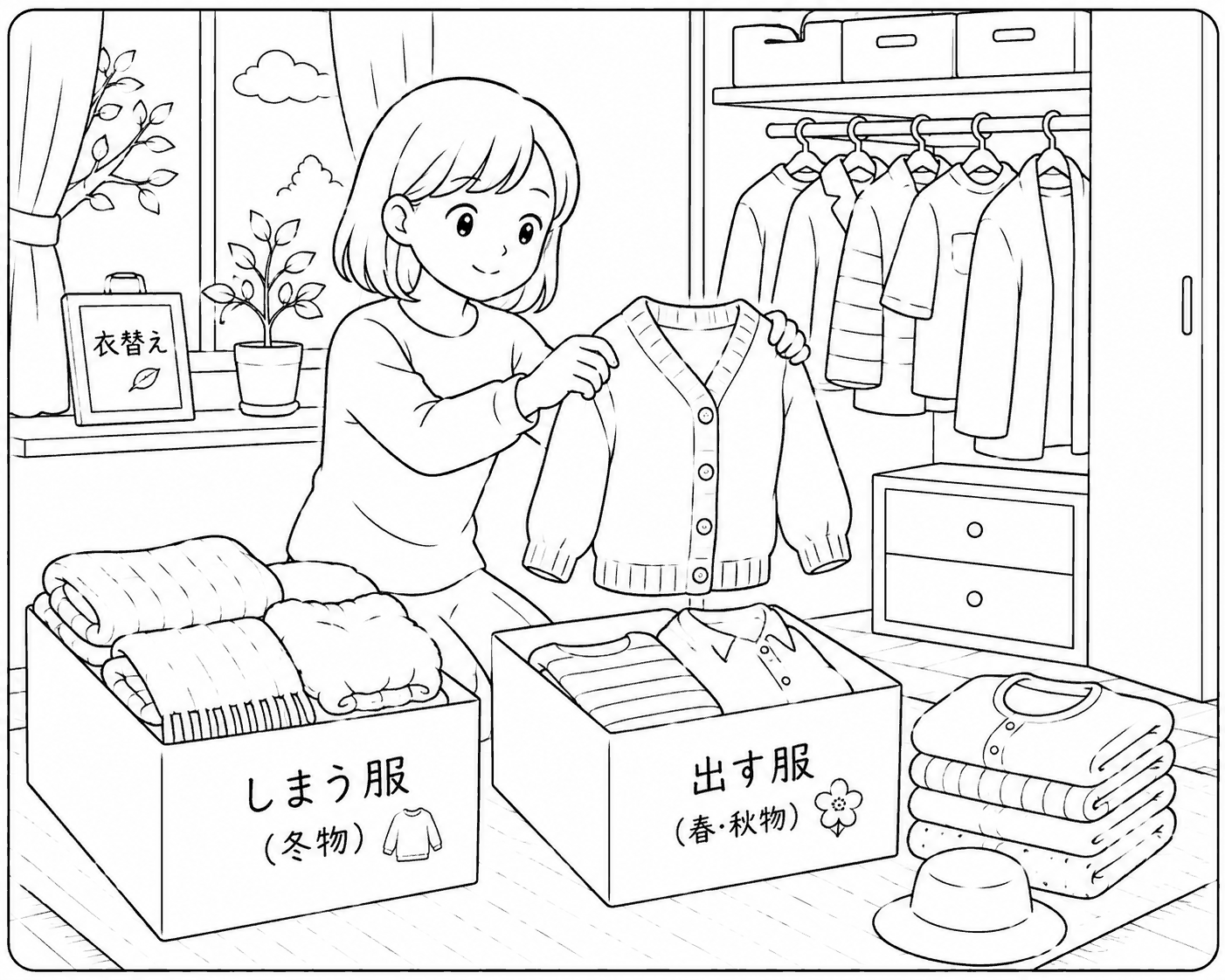 衣替え 塗り絵