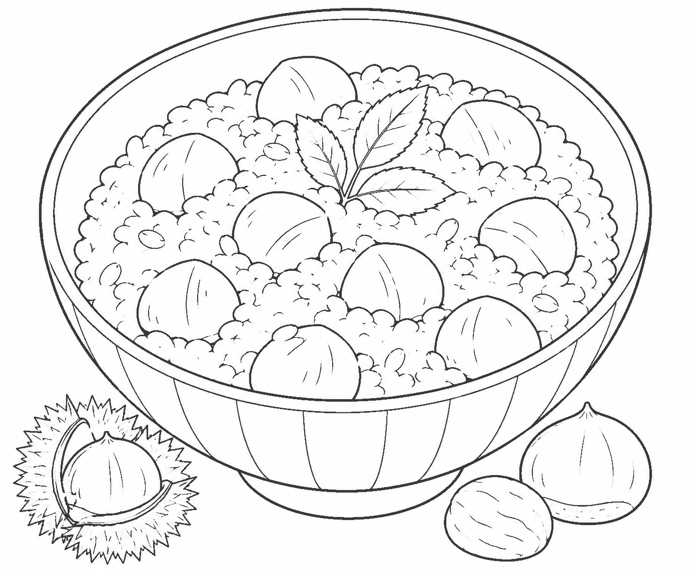 栗ご飯 塗り絵