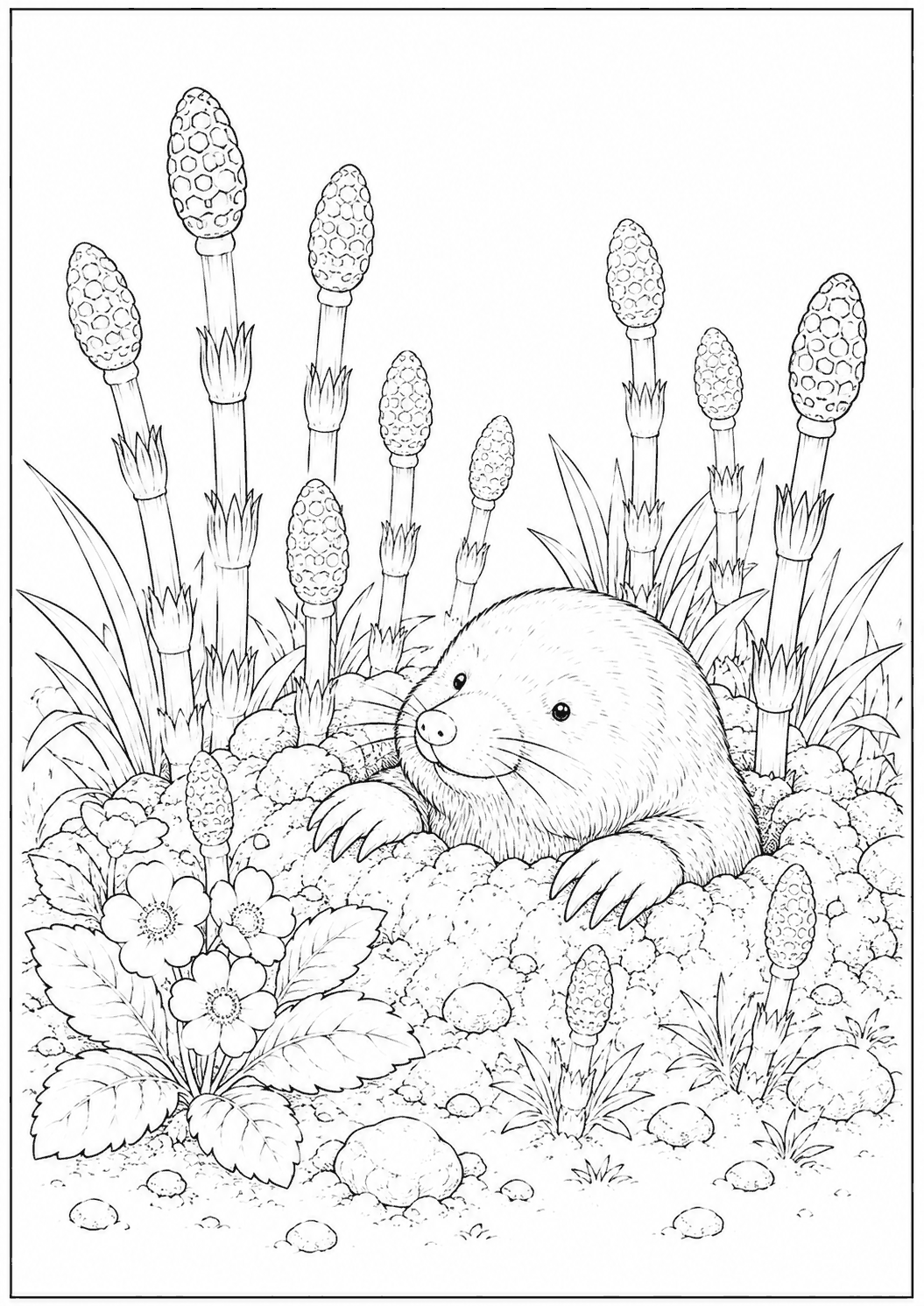 もぐらとつくし 塗り絵