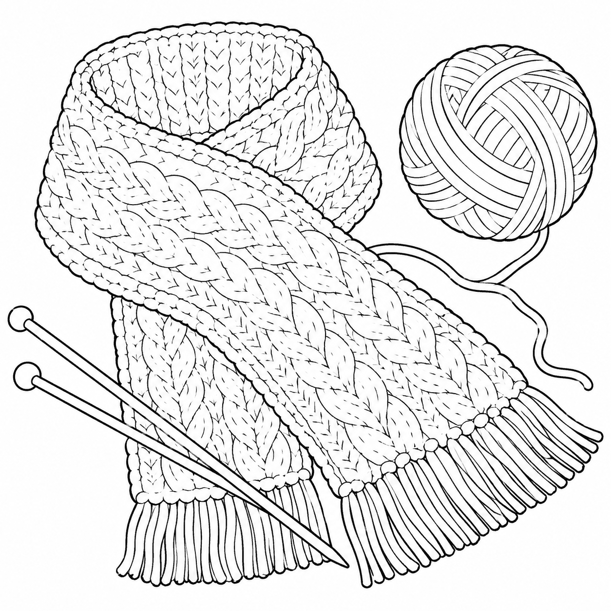 マフラーの編み物 塗り絵