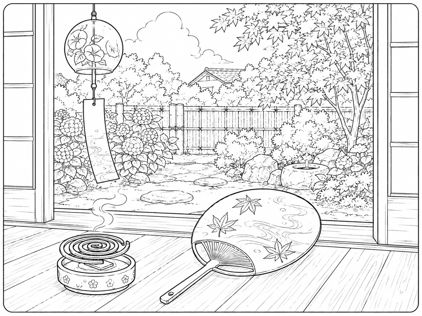 夏の縁側 その2 塗り絵