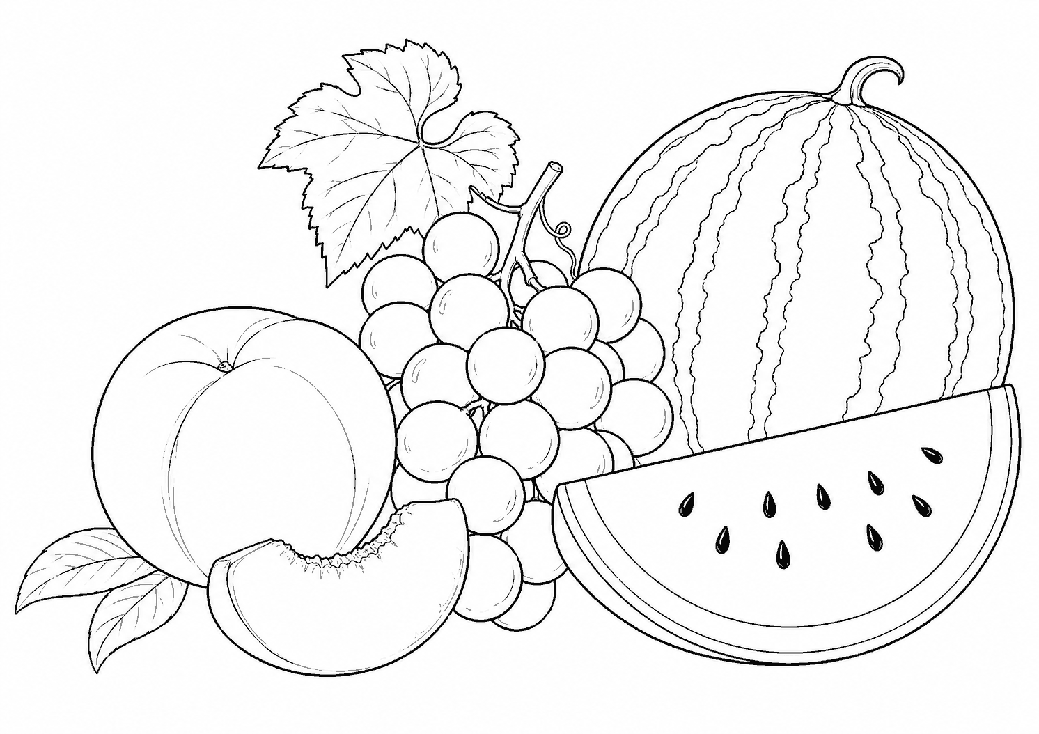 夏の果物 塗り絵