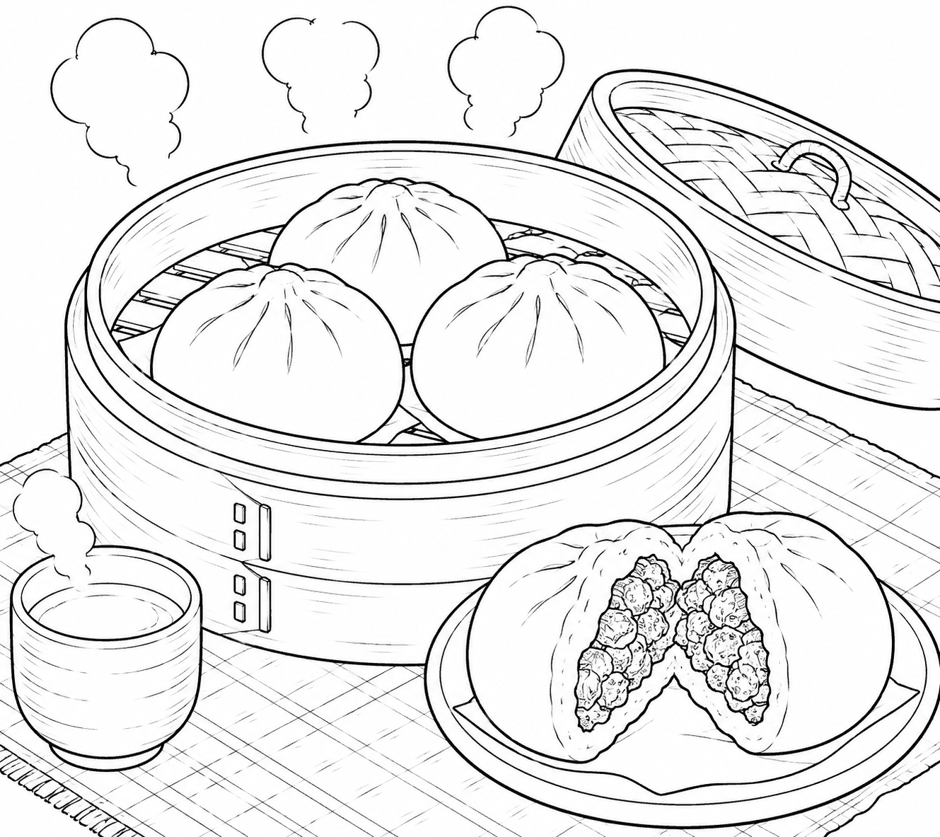 肉まん 塗り絵