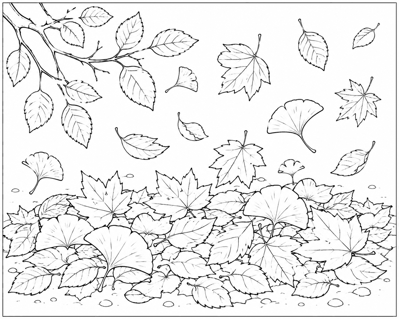 落ち葉 塗り絵