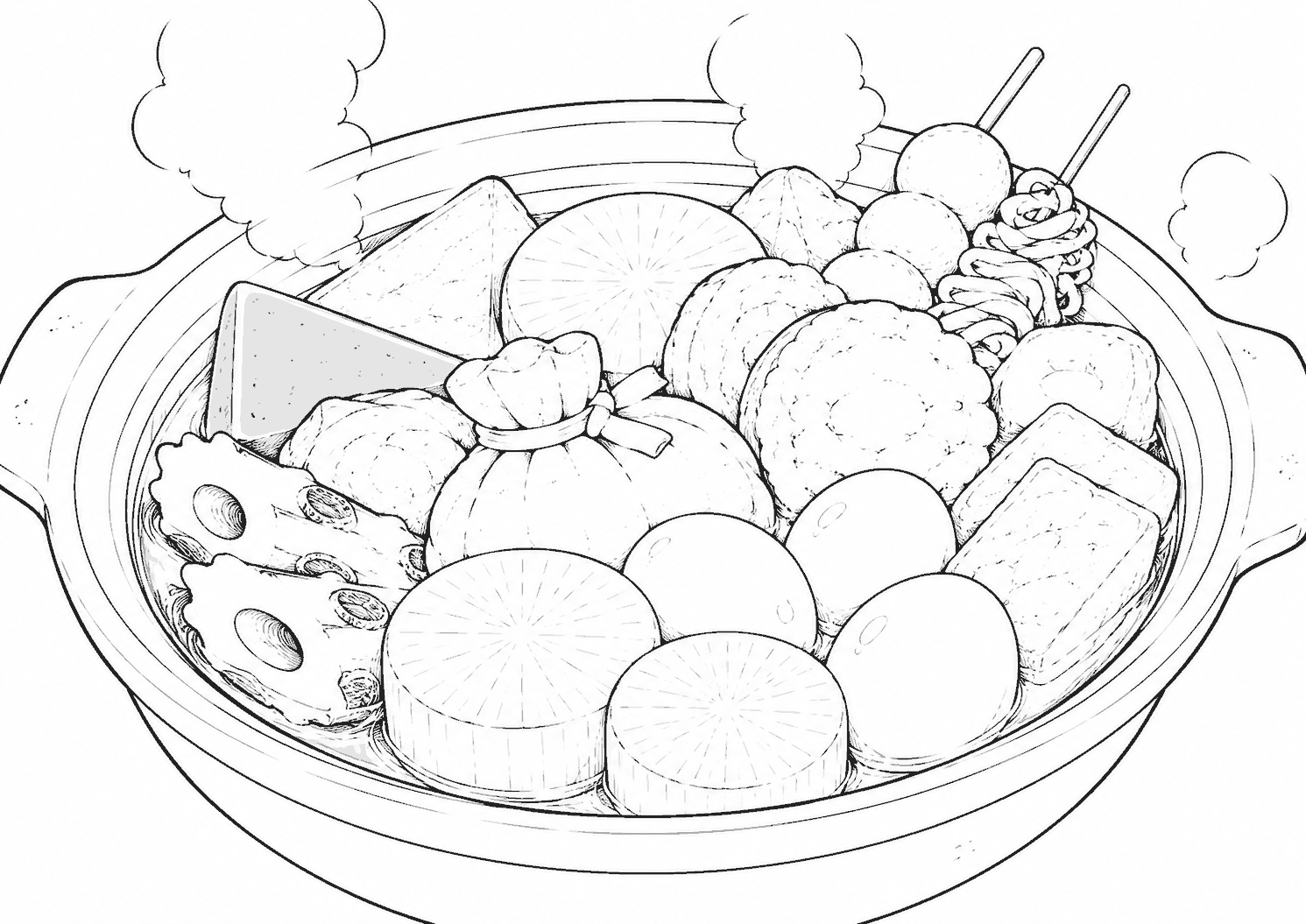 おでん 塗り絵
