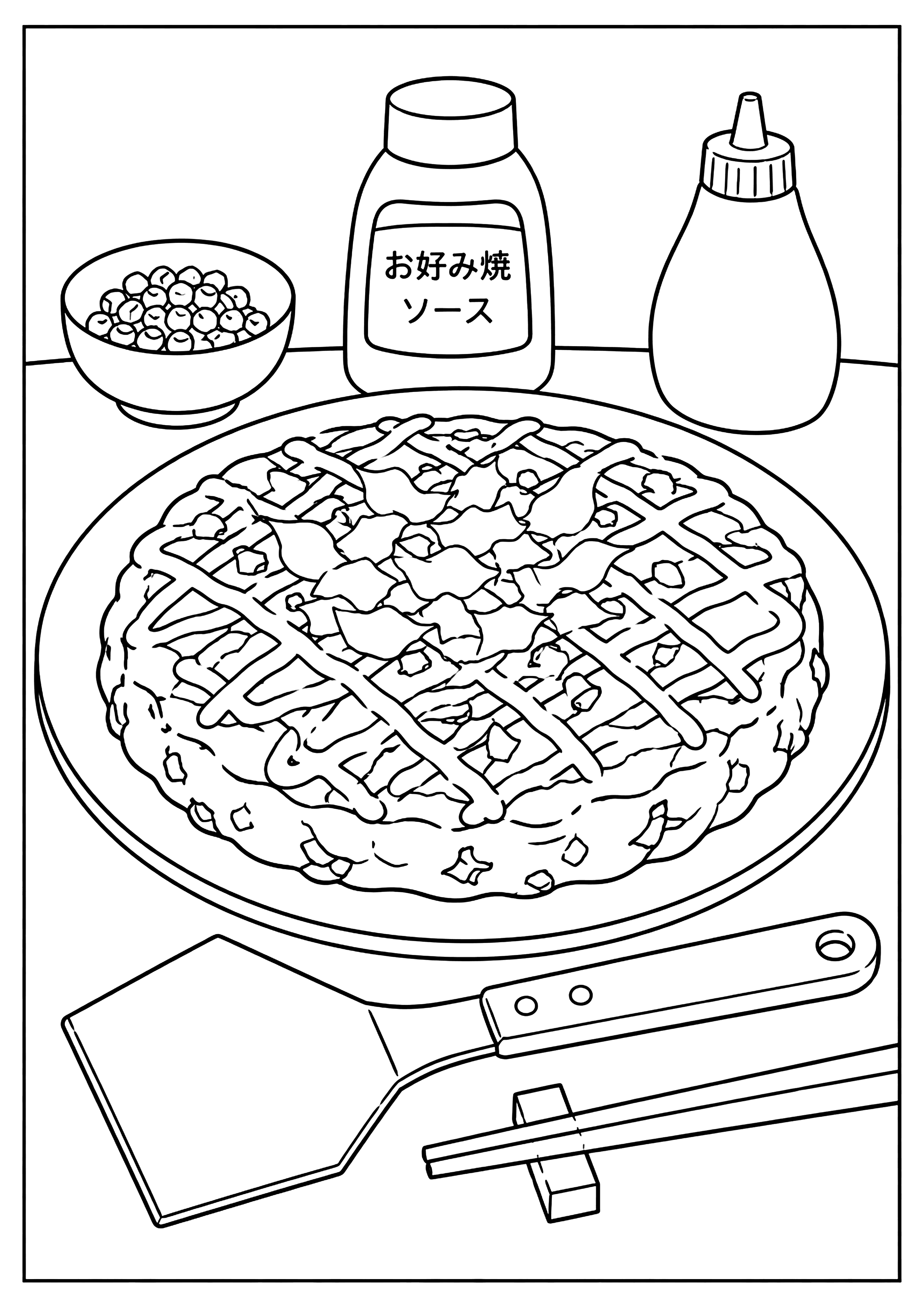 お好み焼き 塗り絵