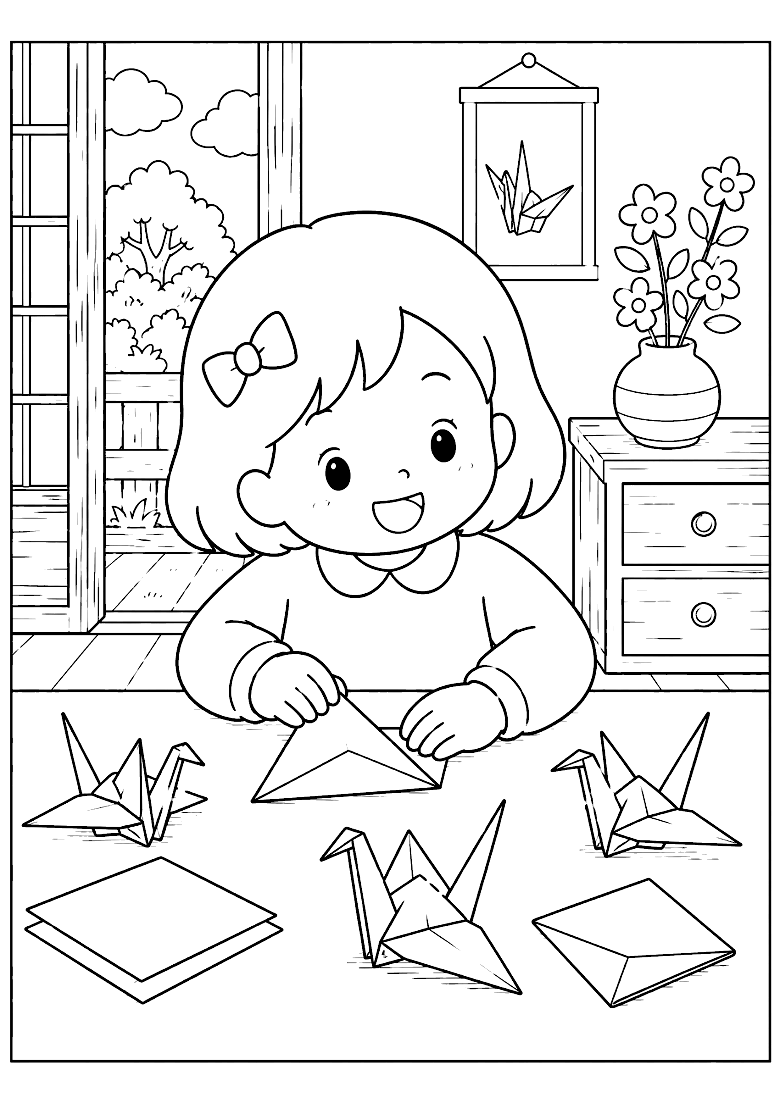 折り紙 塗り絵