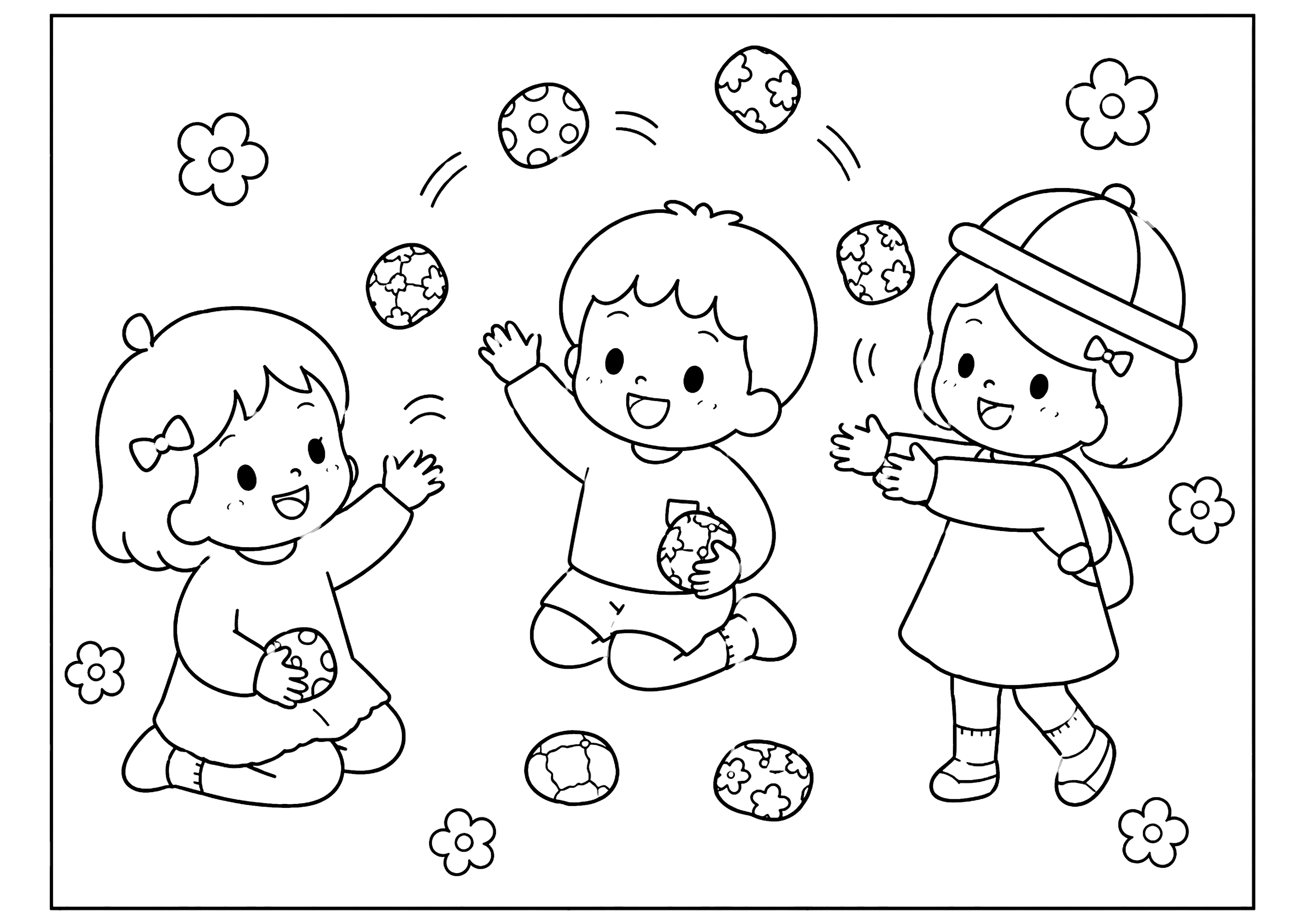 お手玉 塗り絵