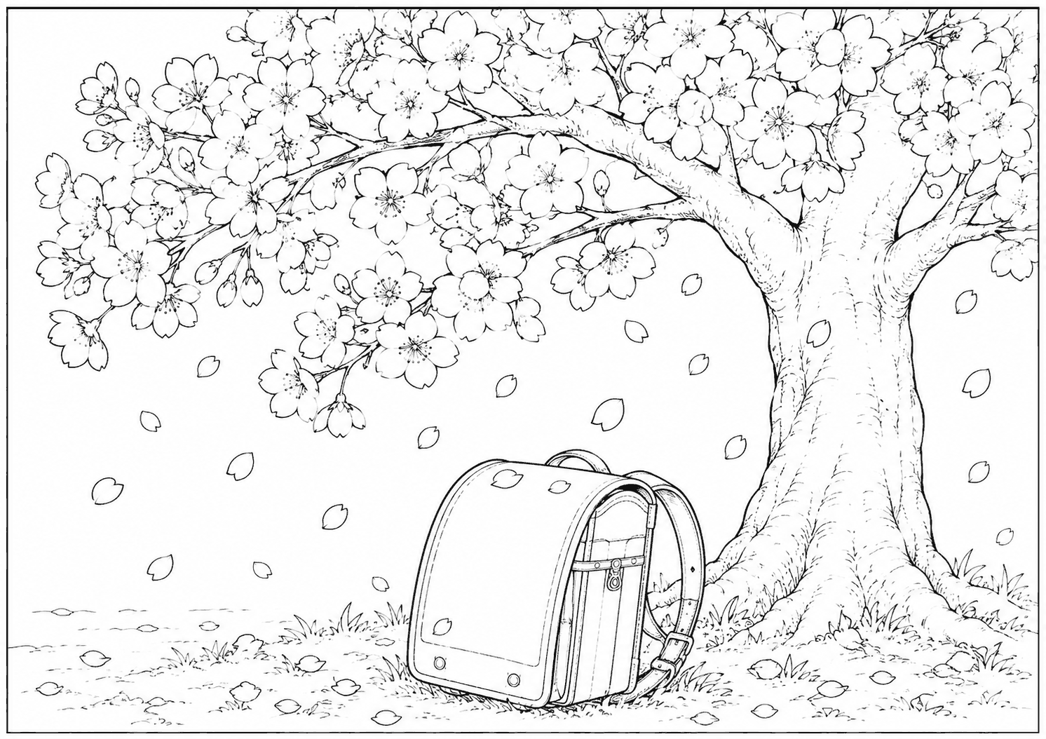 桜の木 塗り絵
