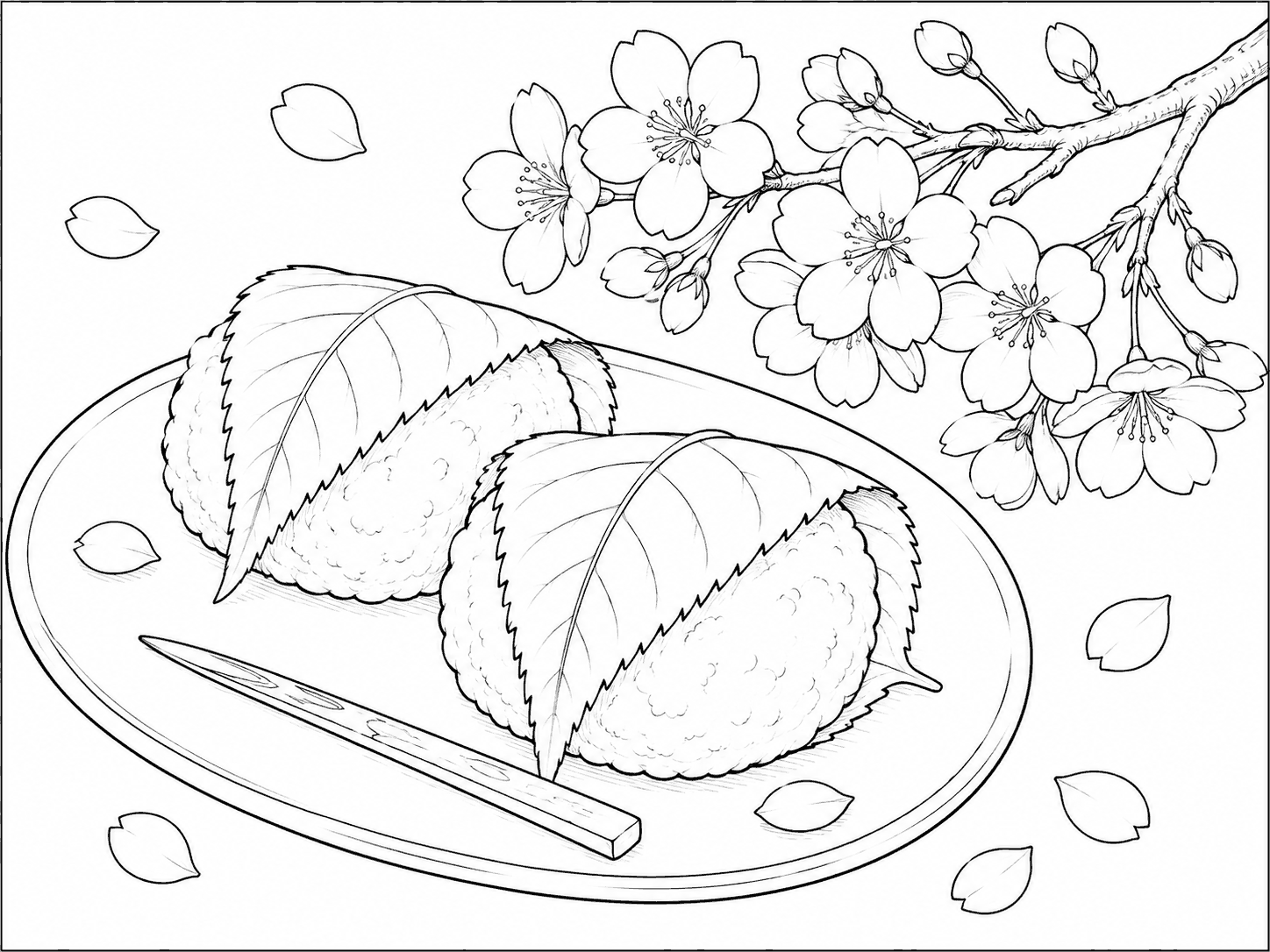 さくらもち 塗り絵