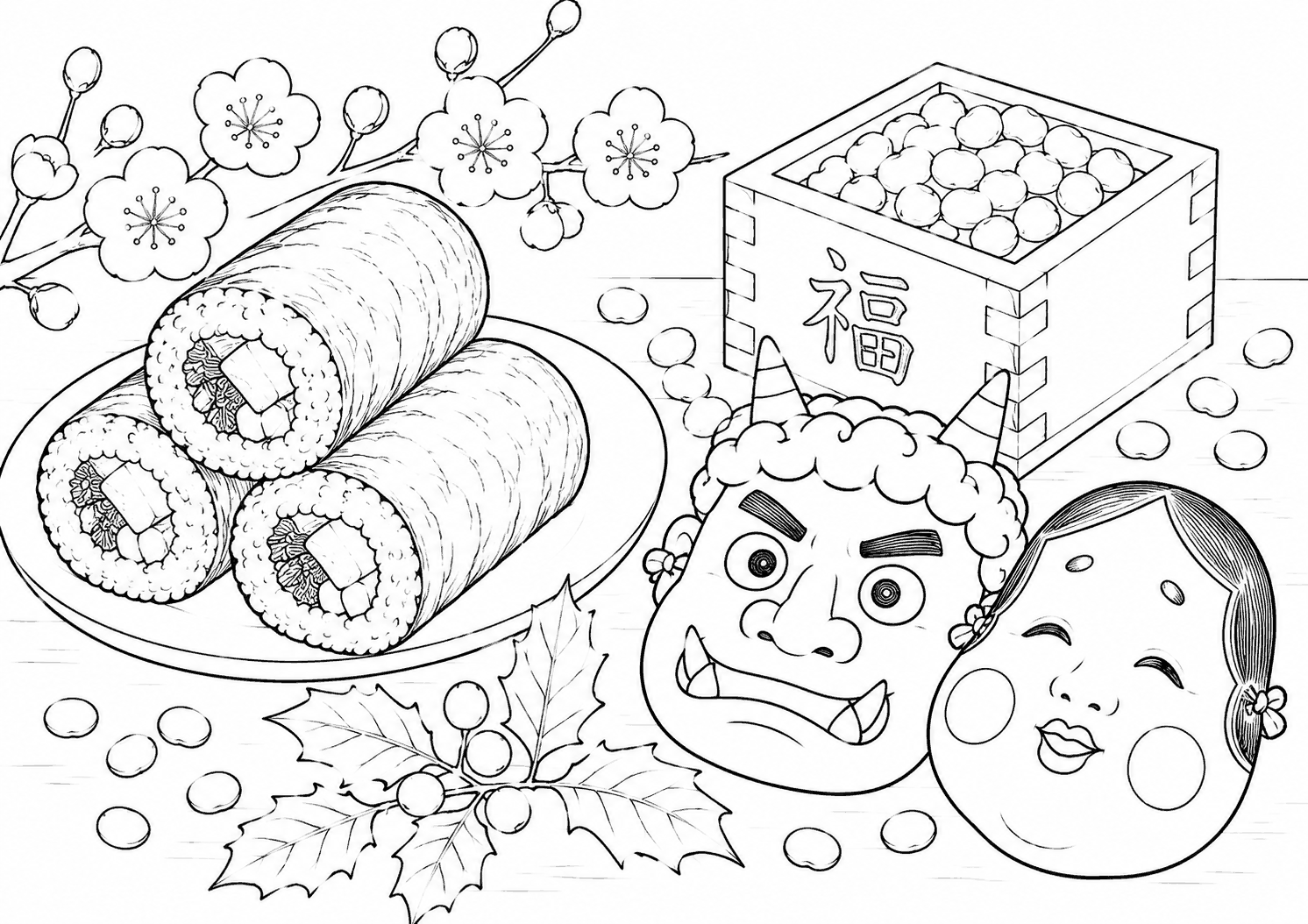 節分 塗り絵