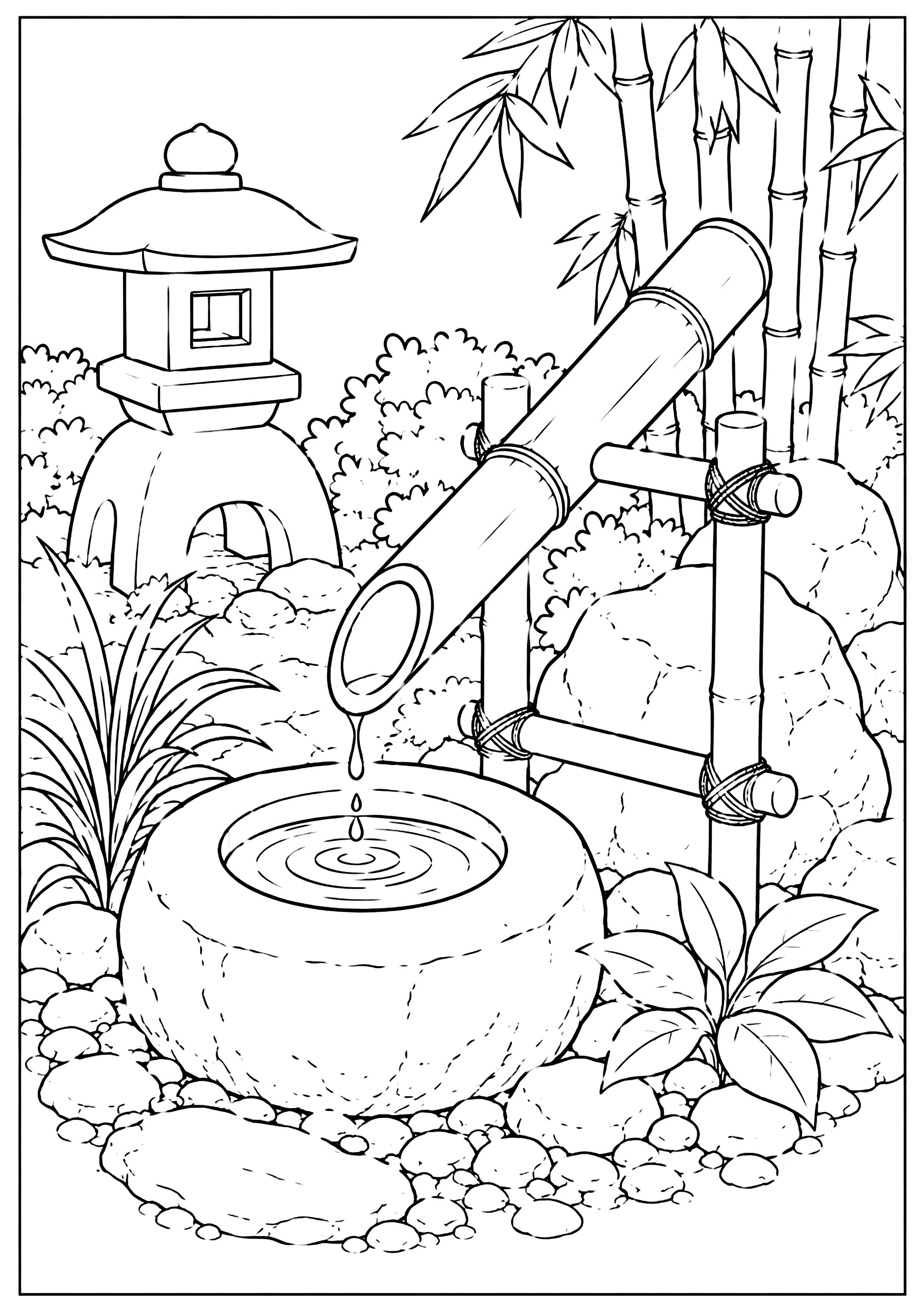 ししおどし 塗り絵