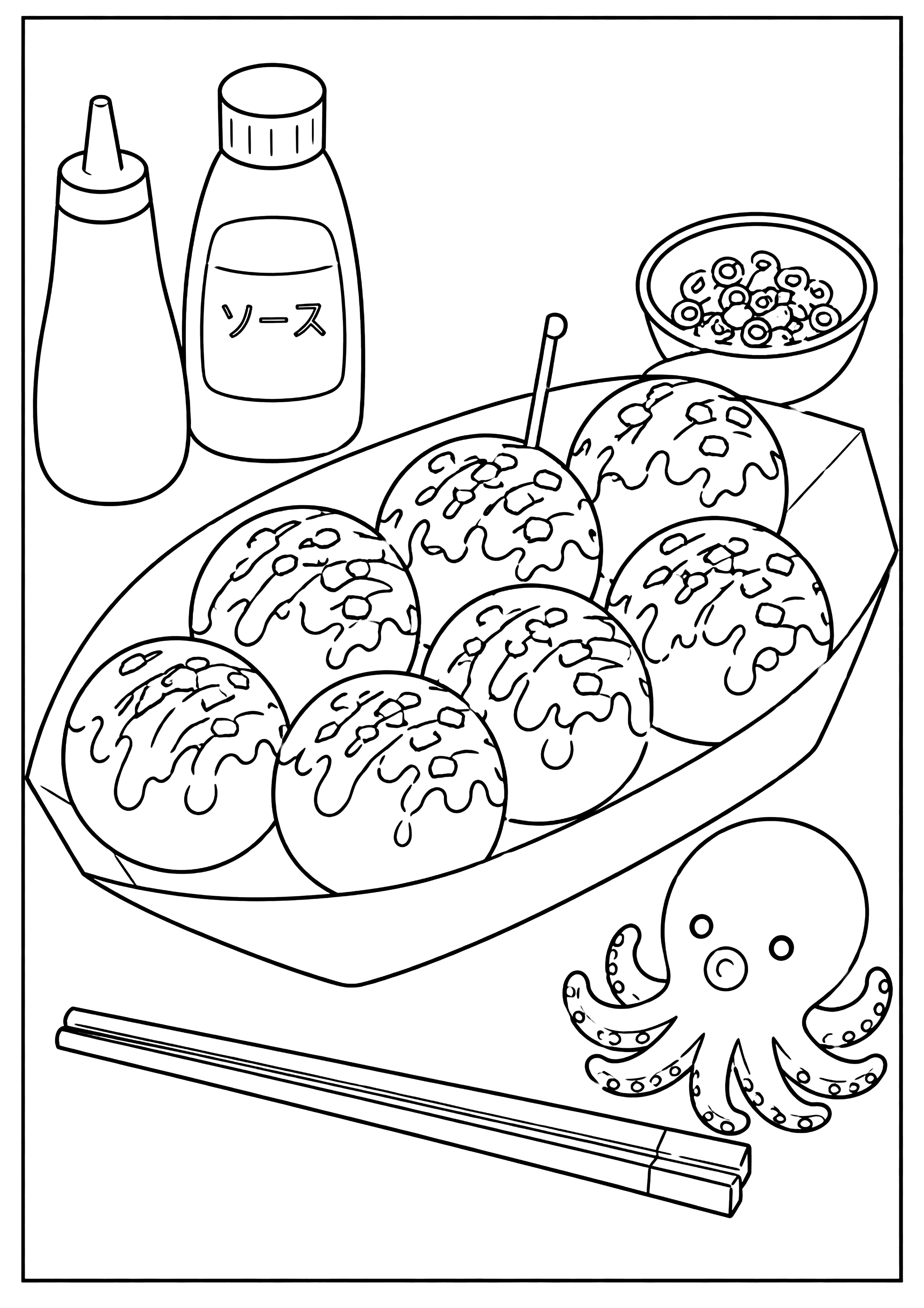 たこ焼き 塗り絵