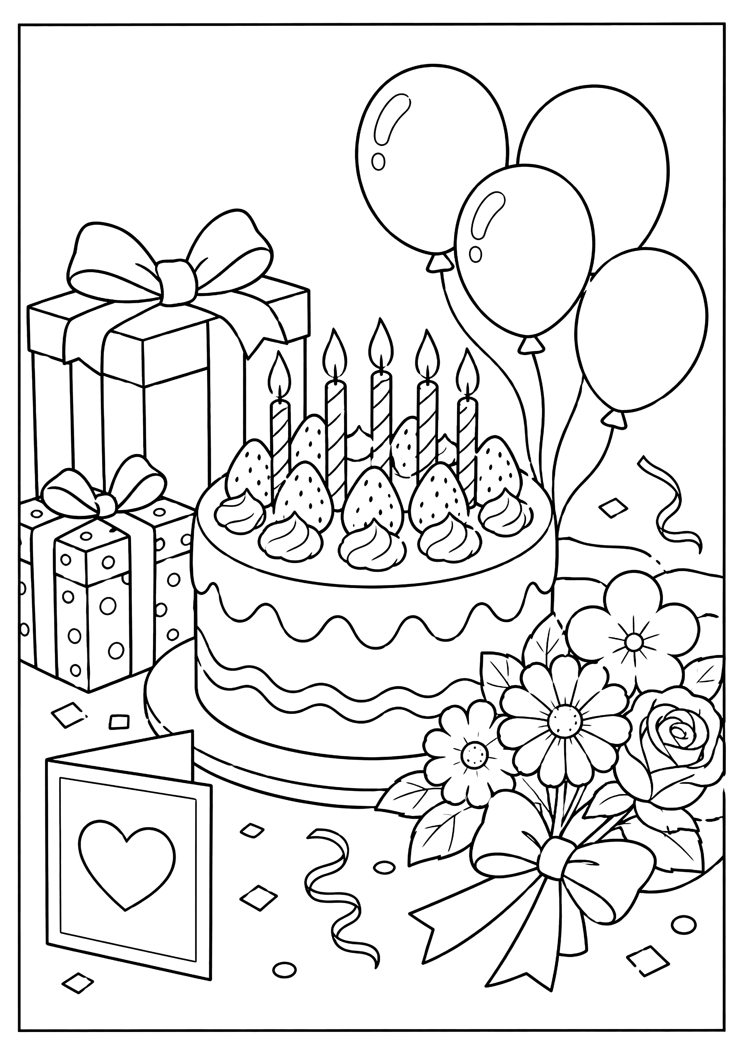 誕生日 塗り絵