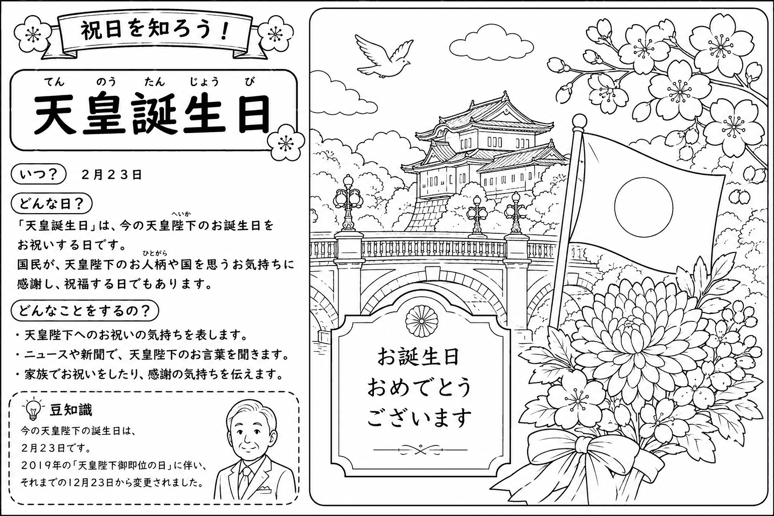 天皇誕生日 塗り絵