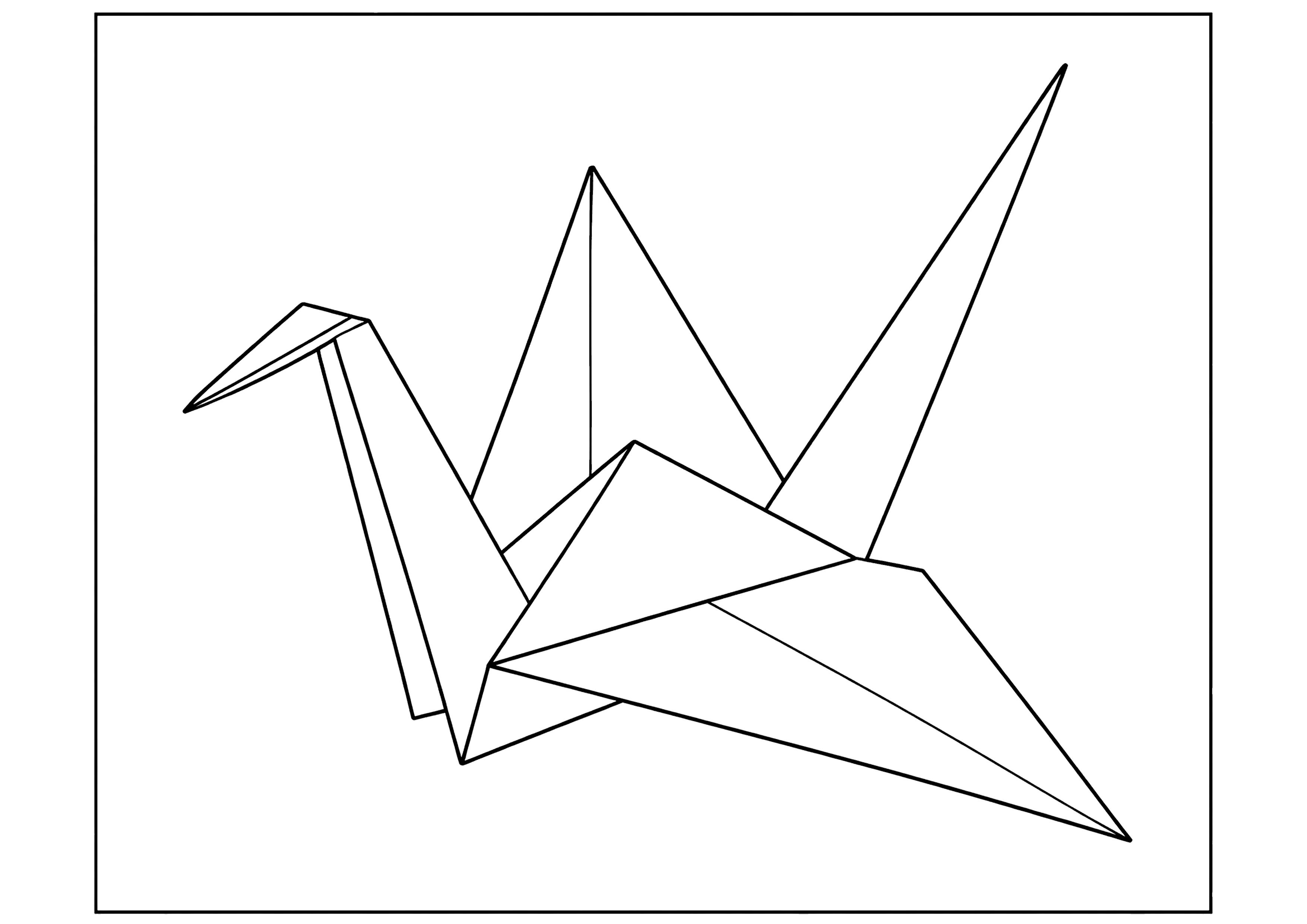 鶴の折り紙 塗り絵