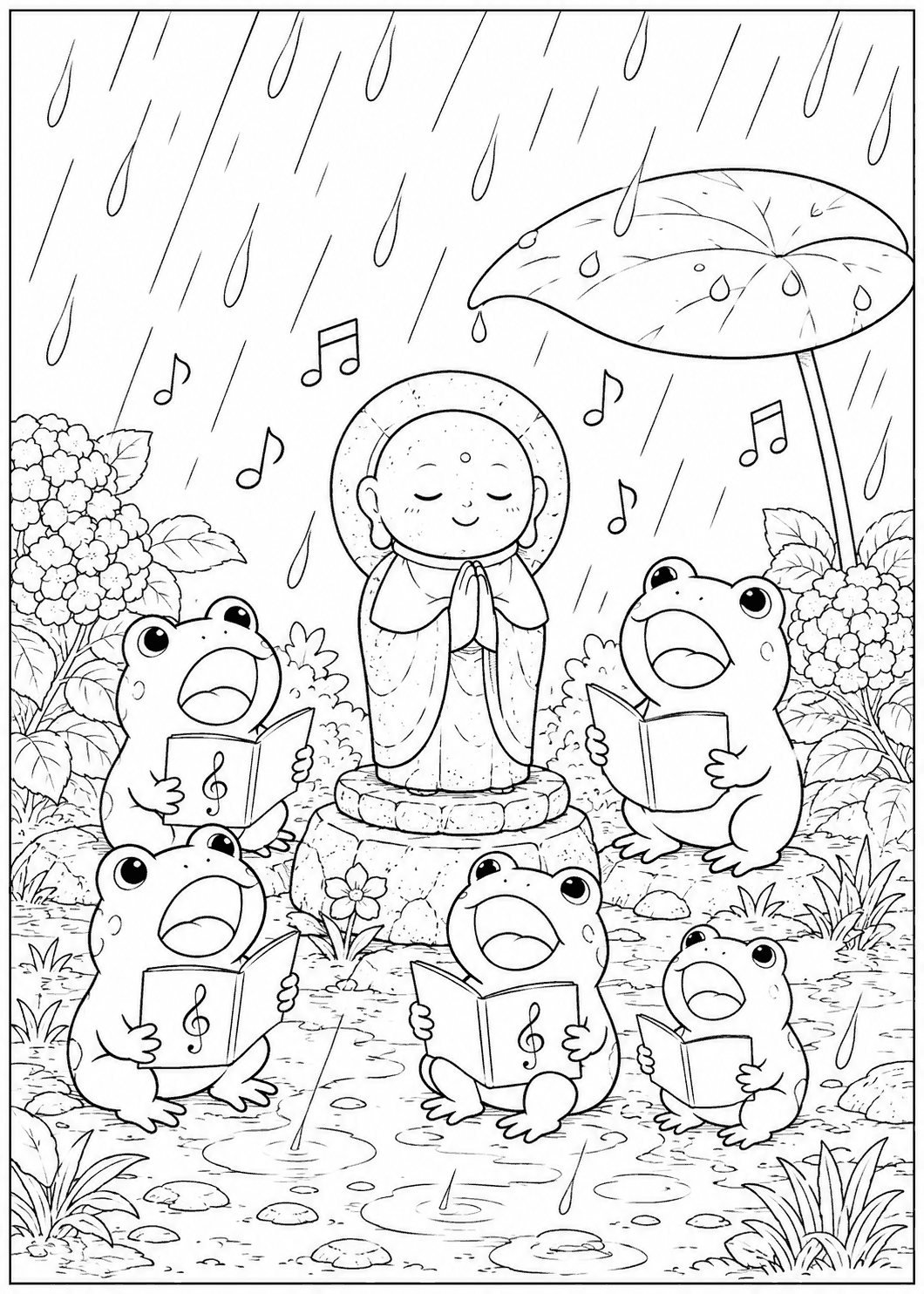 梅雨の合唱 塗り絵