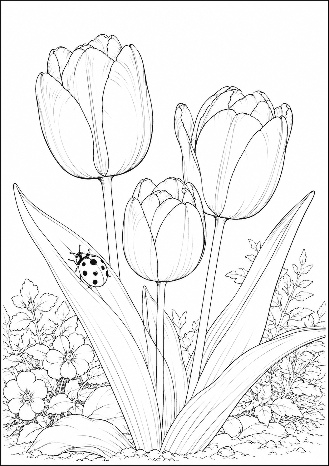 ちゅーりっぷとてんとうむし 塗り絵
