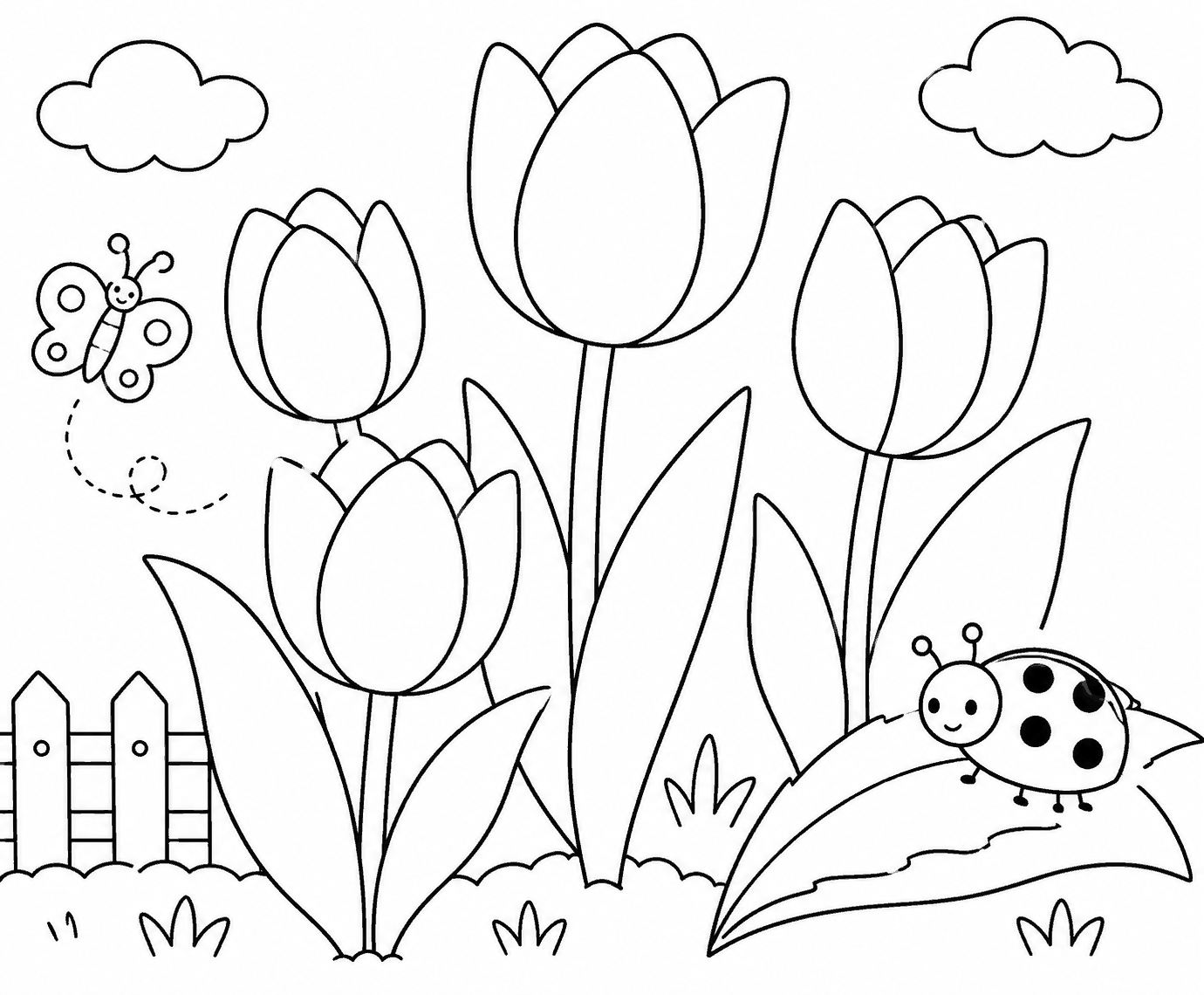 ちゅーりっぷとてんとうむし 塗り絵