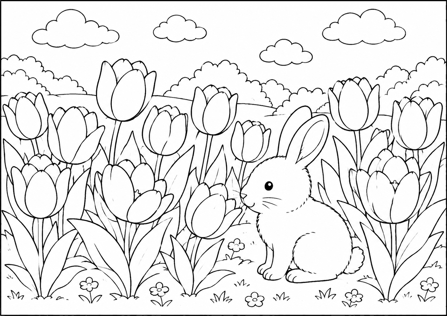 ちゅーりっぷとうさぎ 塗り絵