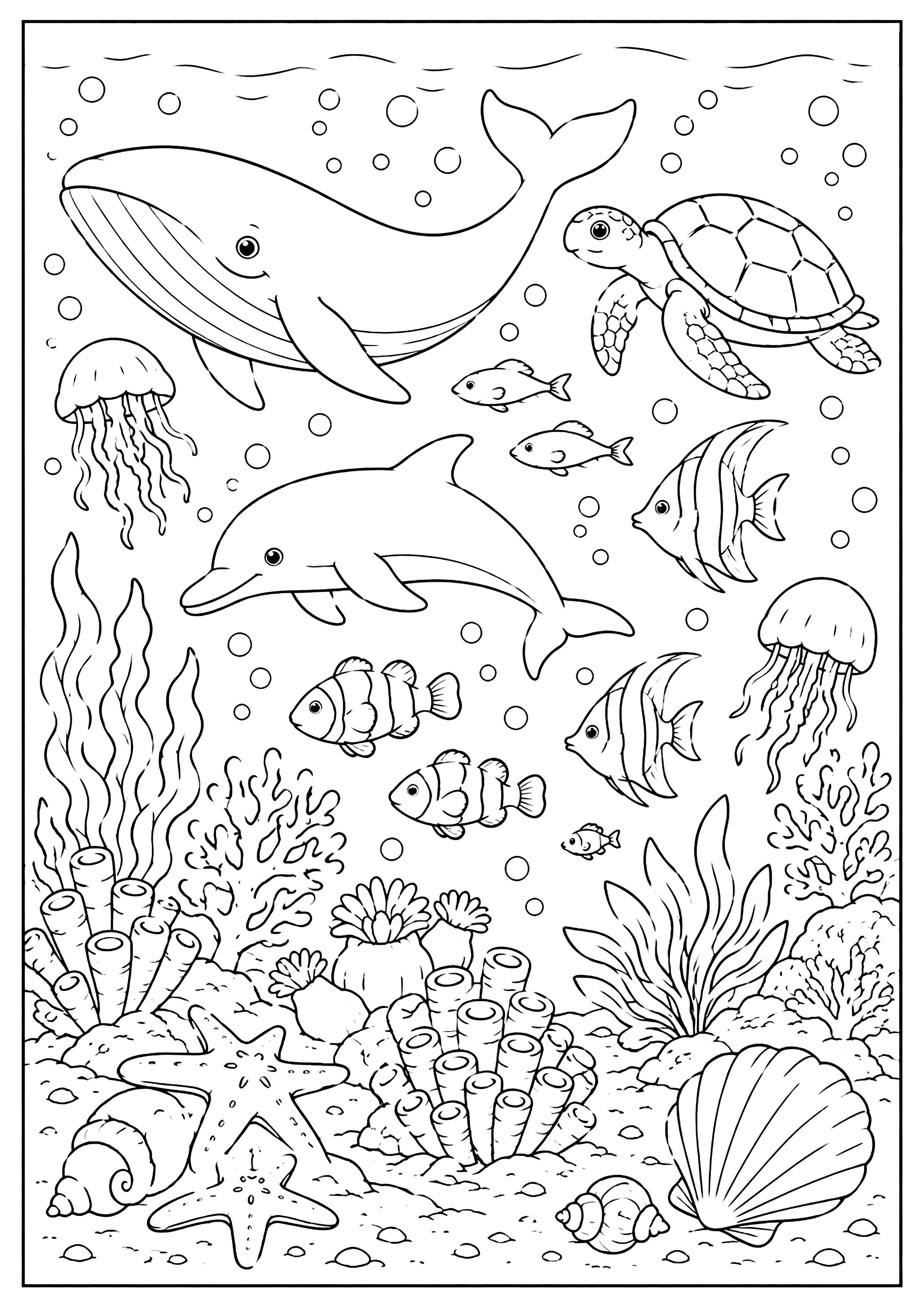 海の中 塗り絵